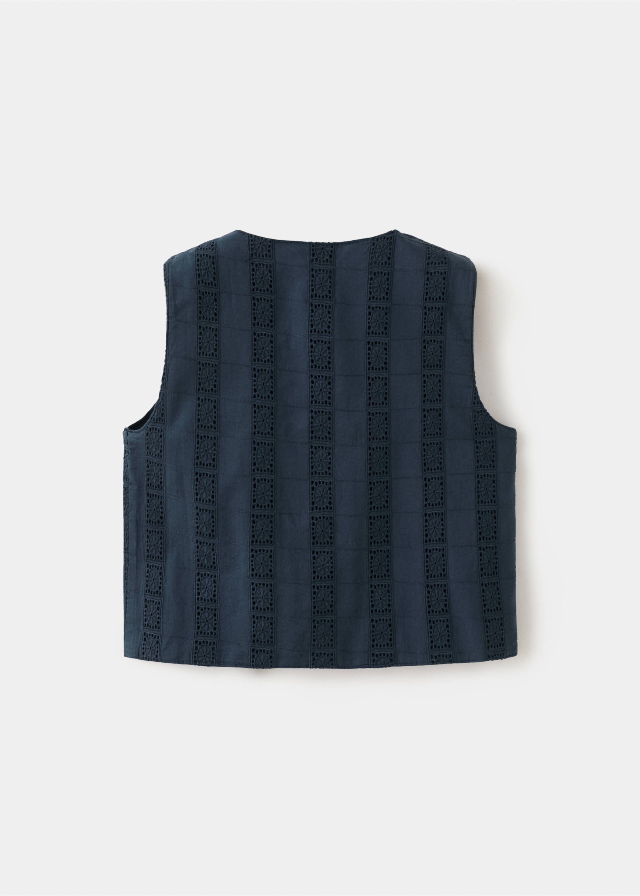 Embroidered detail gilet - Reverse of the article, Navy. Ref: 27035970-00.