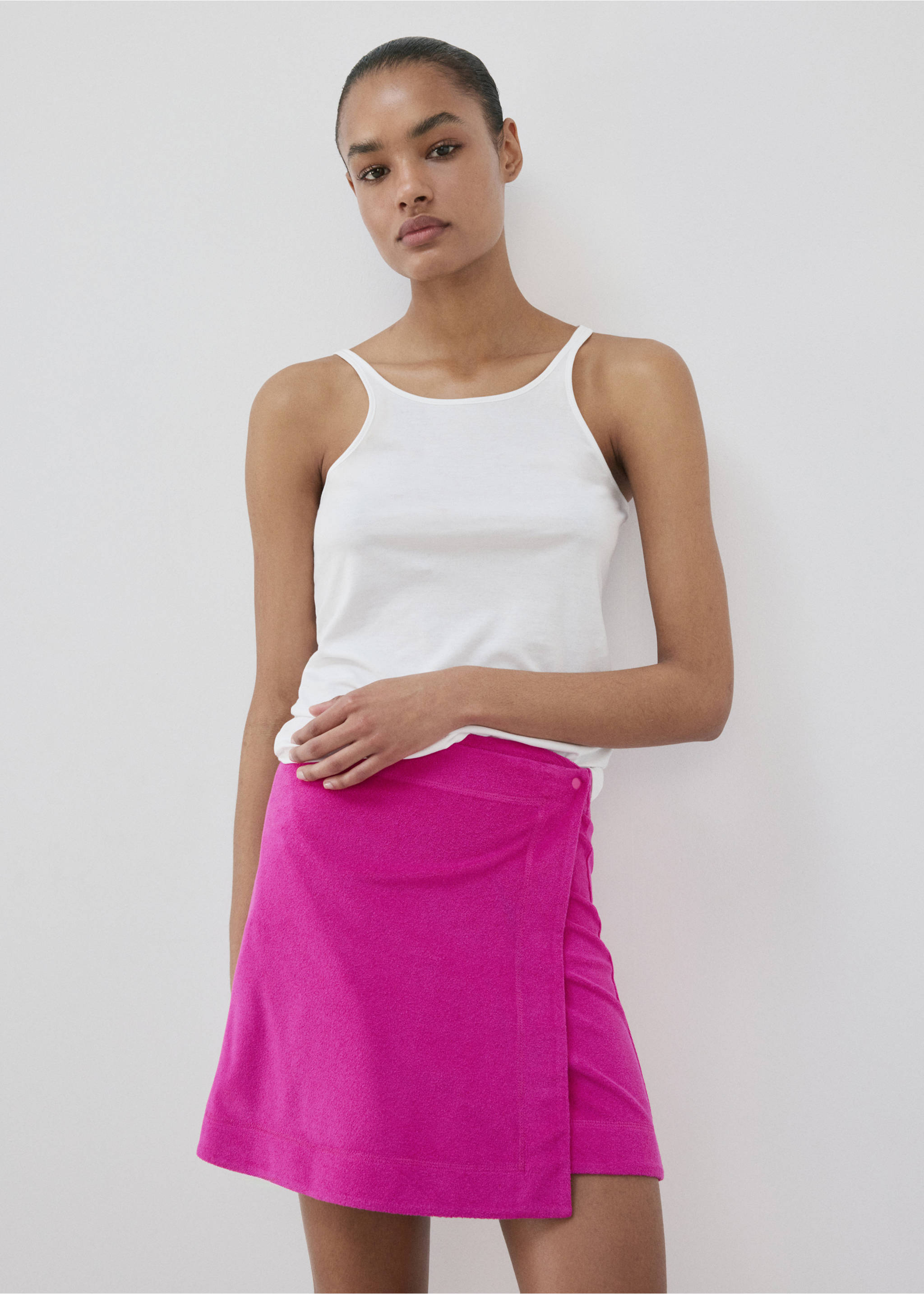 Terry cotton skirt - Details of the article 1, Fuchsia. Ref: 27035972-00.