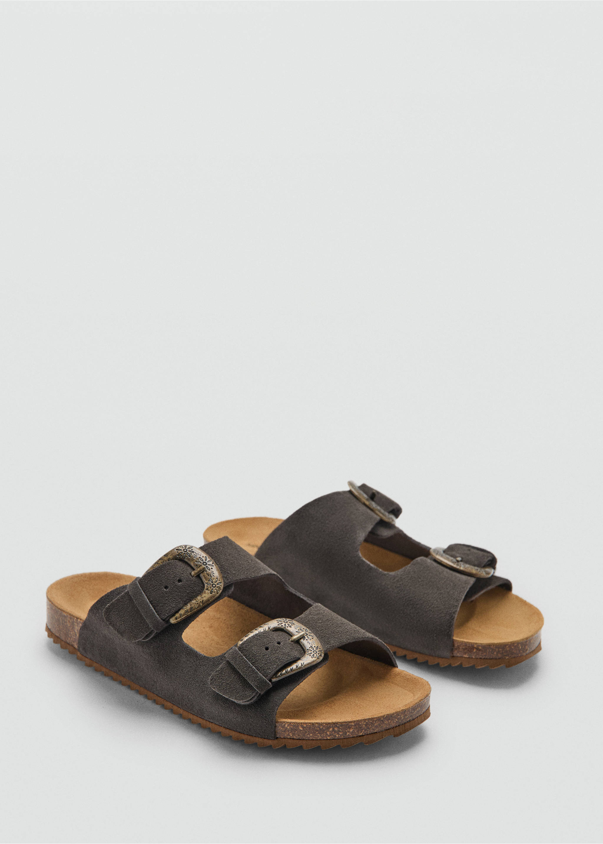 Sandàlies pell sivelles - Pla mig, Gris. Ref: 27035973-00.