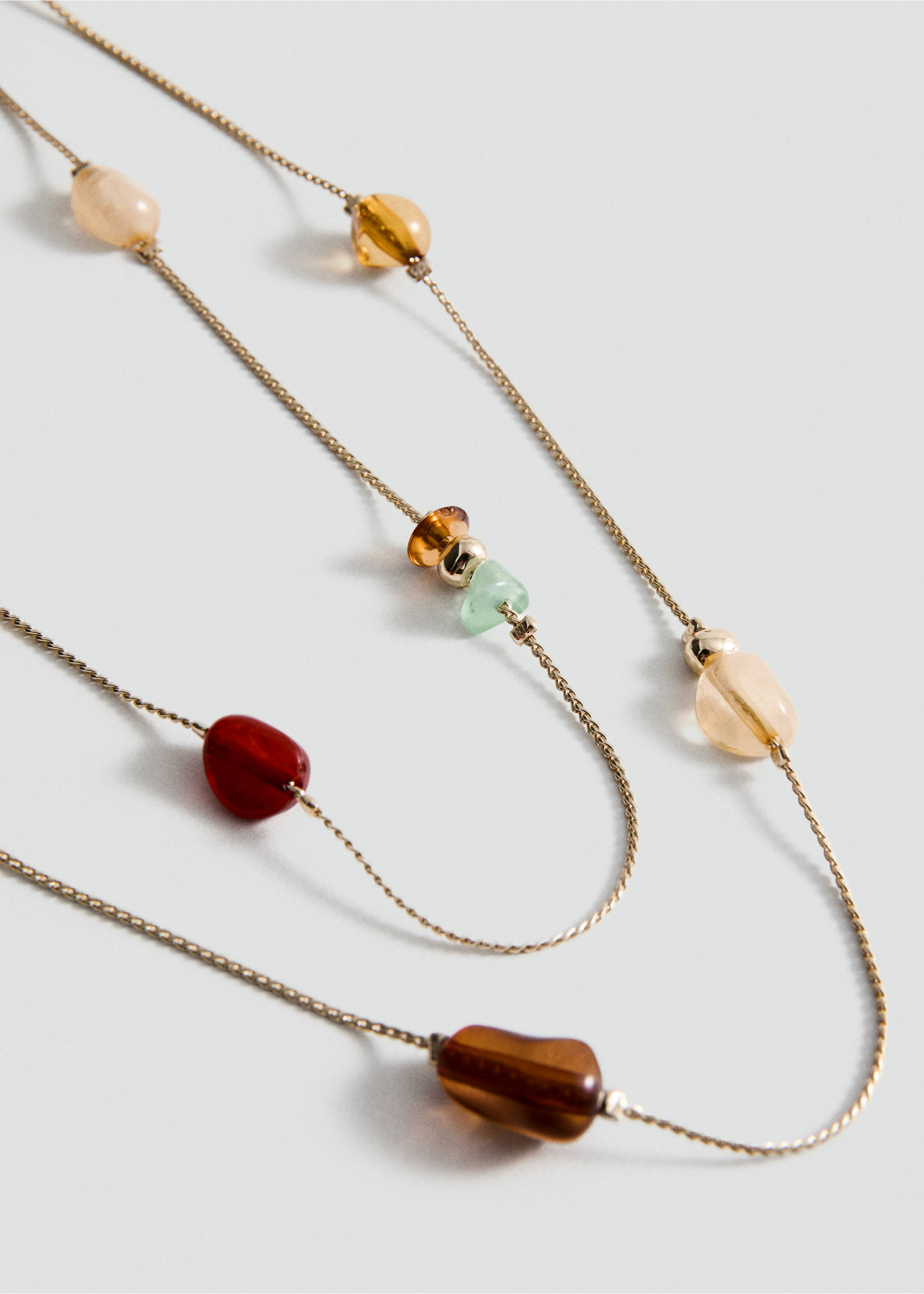 Mixed bead necklace - Details of the article 1, Gold. Ref: 27035980-00.