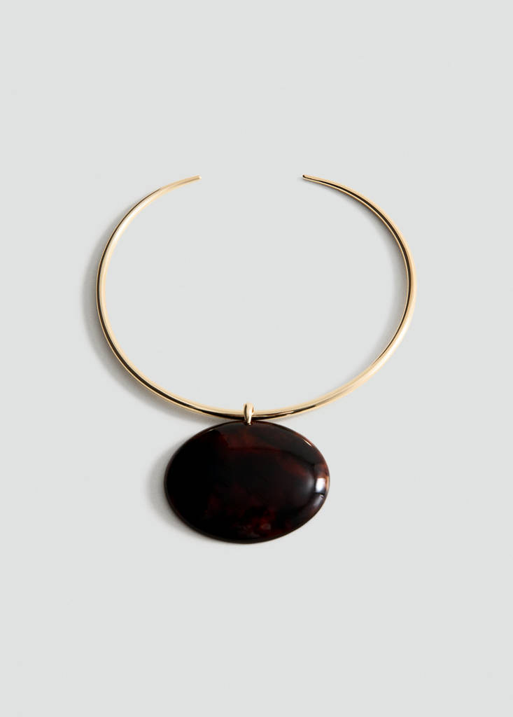 Rigid collar with circular beading — Gold