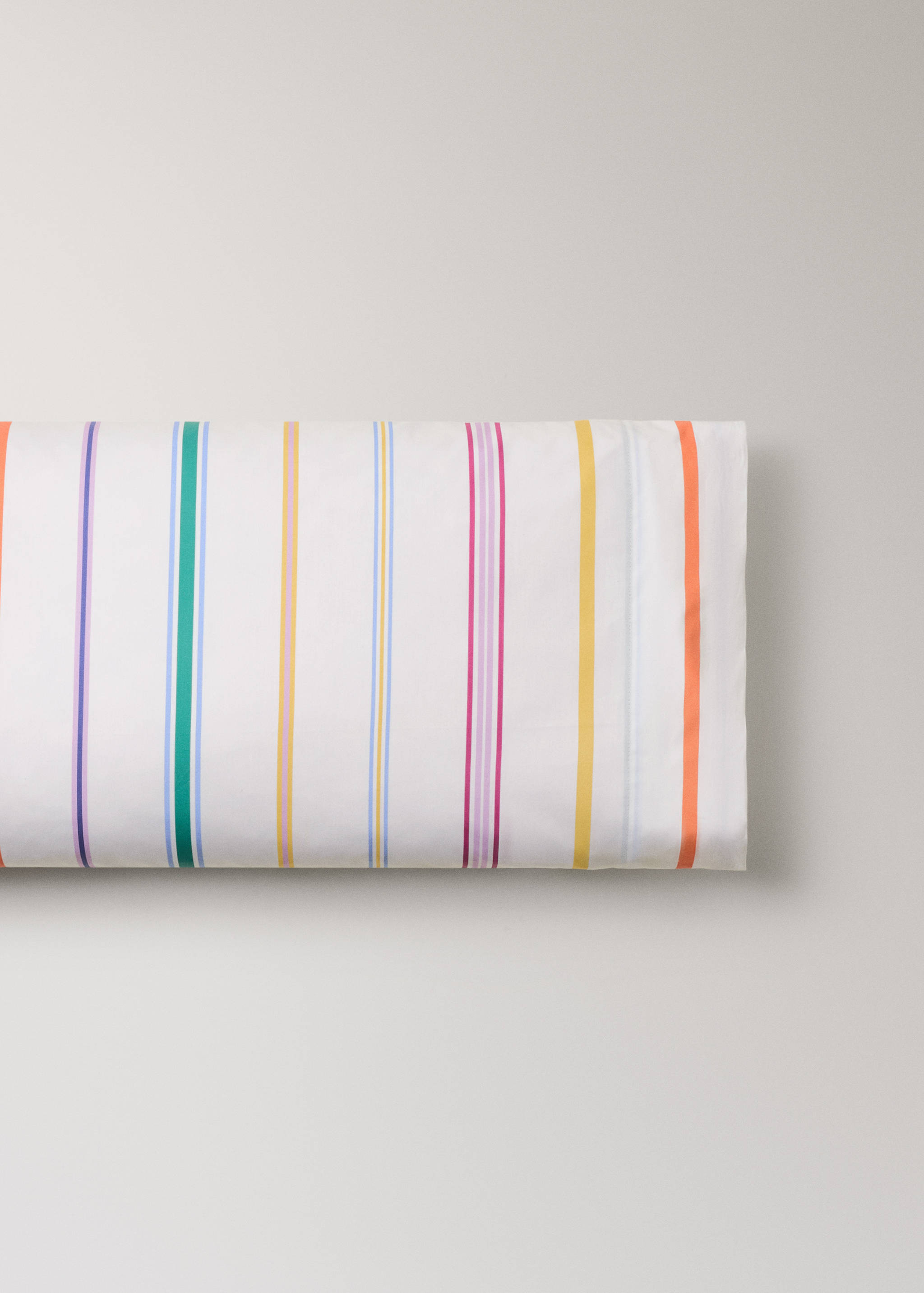 Multicoloured striped percale cotton pillowcase 45x110 cm - Article without model