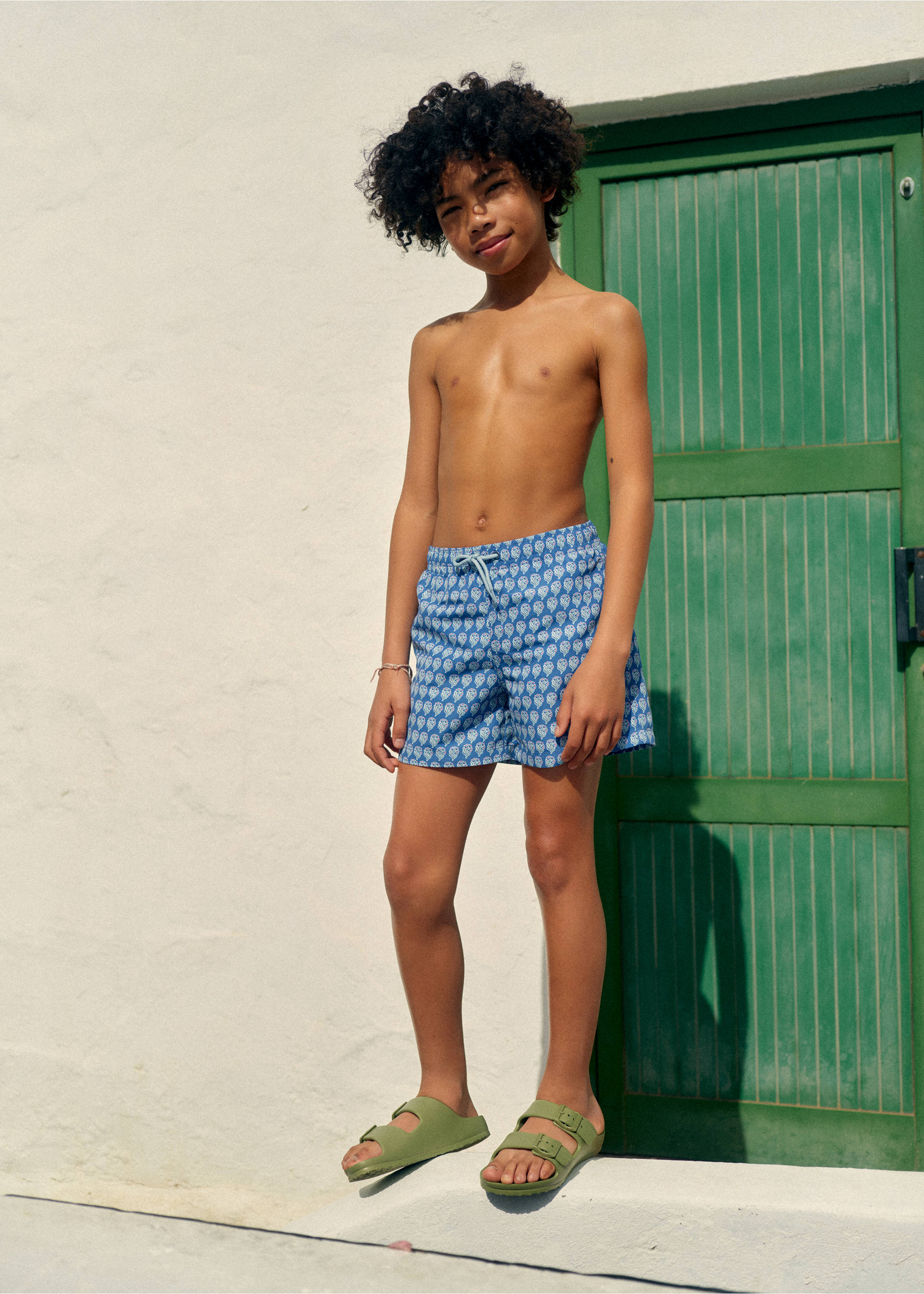 Floral print swimsuit - Details of the article 6, Navy. Ref: 27035985-00.