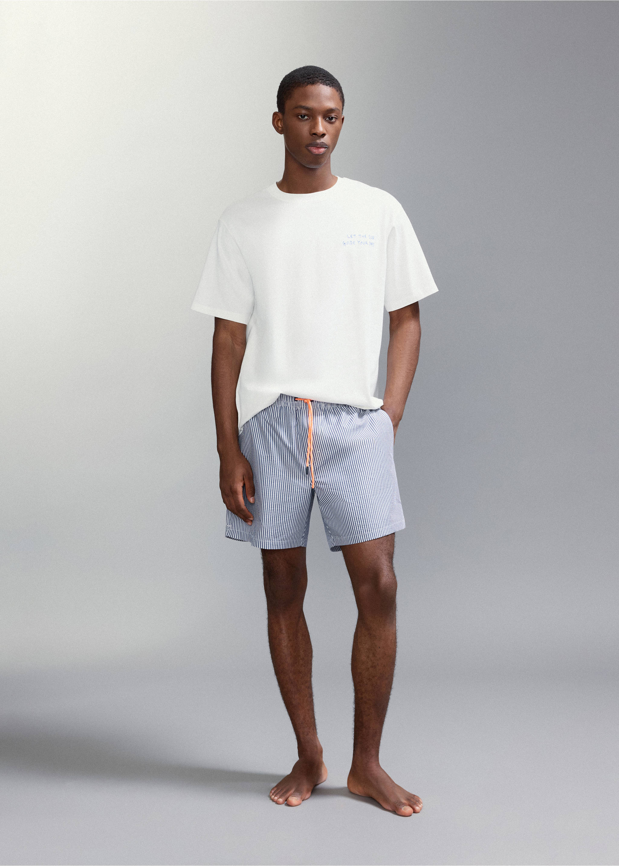 Seersucker striped swimsuit - General plane, Navy. Ref: 27035987-00.