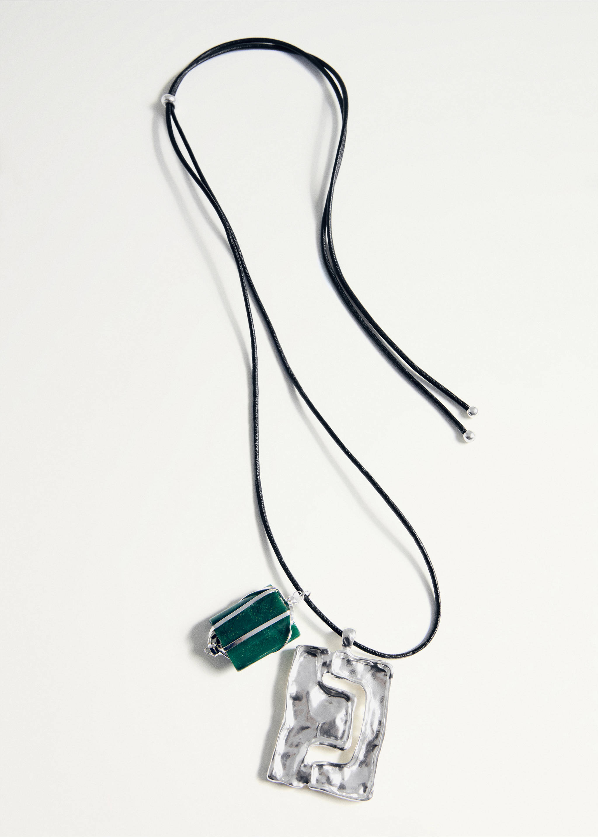 Semi-precious stone combination necklace - Details of the article 5, Silver. Ref: 27035989-00.