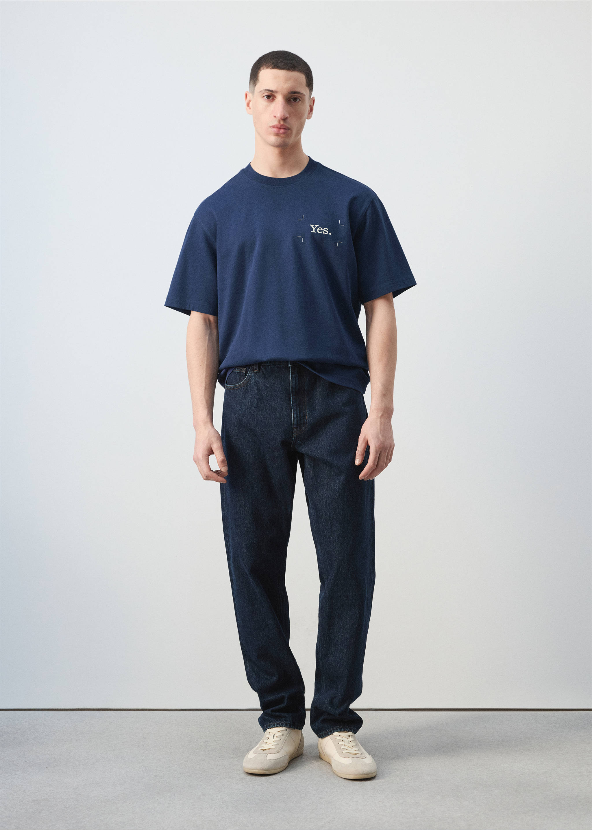 Camiseta 100% algodón estampado texto - Plano general, Azul tinta. Ref: 27035991-00.