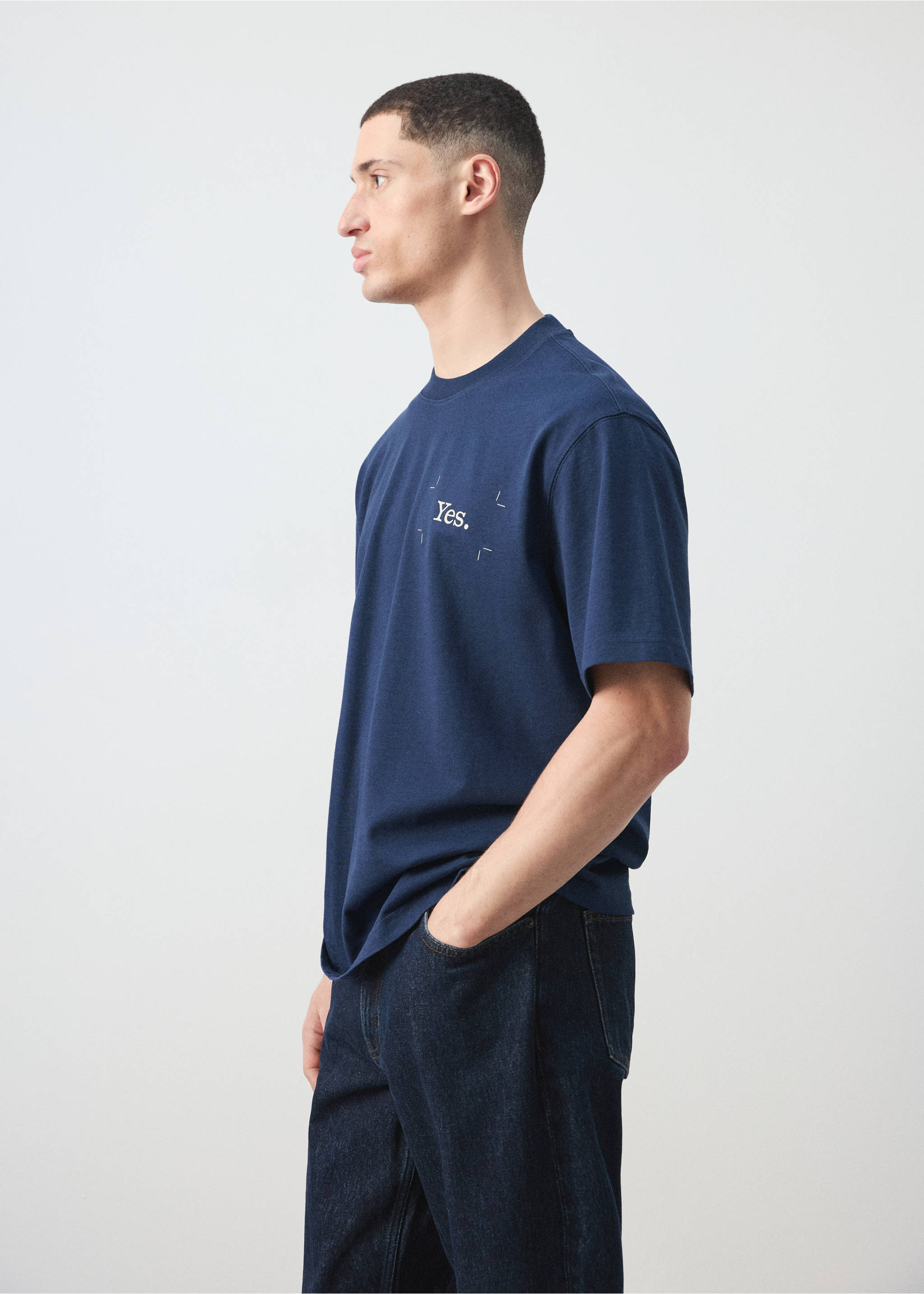 Camiseta 100% algodón estampado texto - Detalle del artículo 2, Azul tinta. Ref: 27035991-00.
