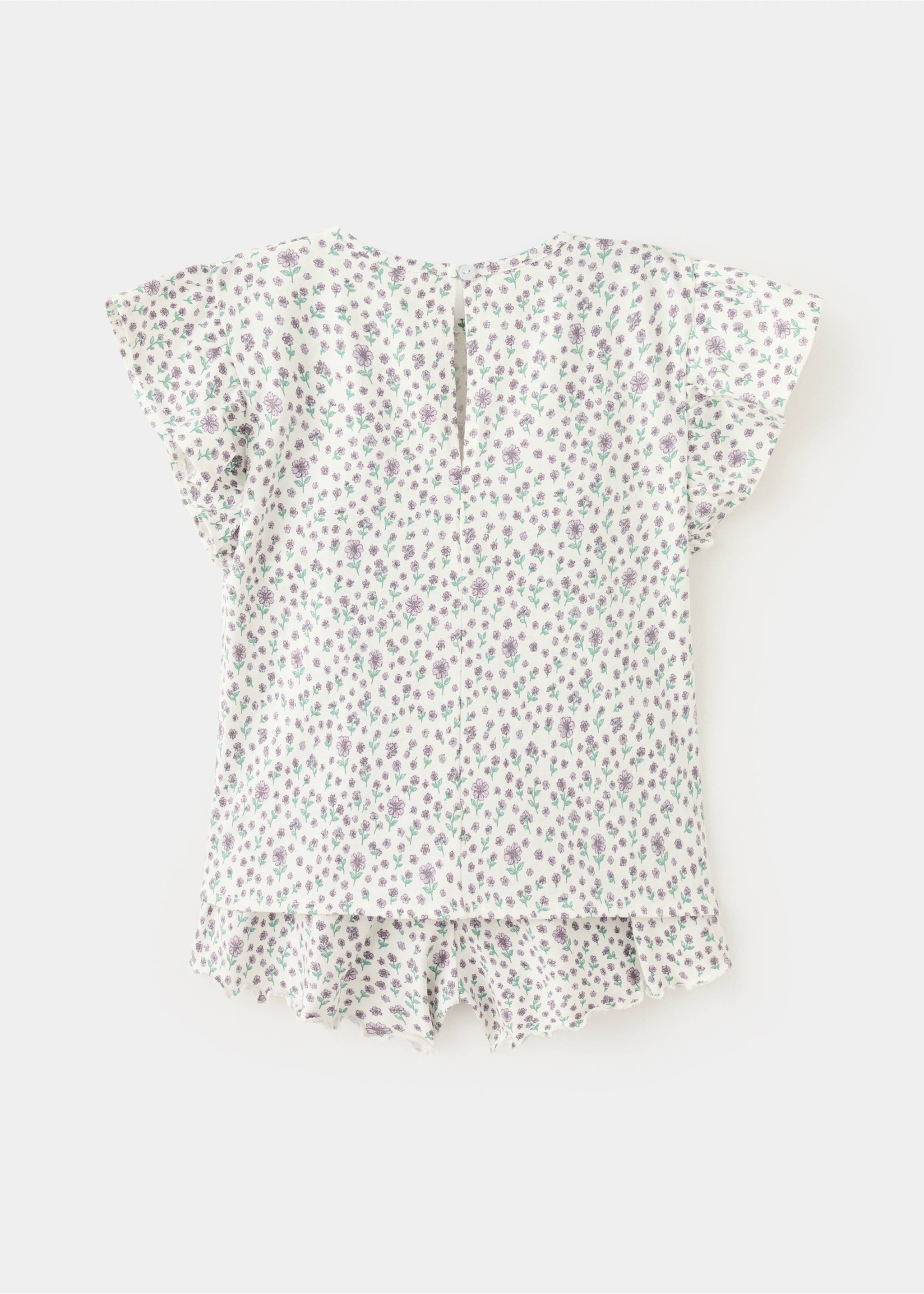 Pijama corto estampado floral - Reverso del artículo, Blanco roto. Ref: 27035992-00.