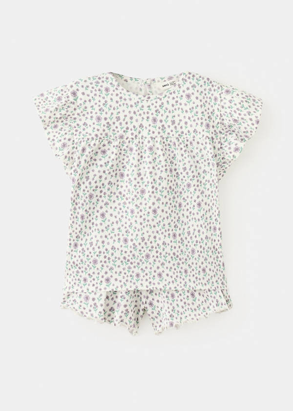 Floral print short pyjama set — Off White