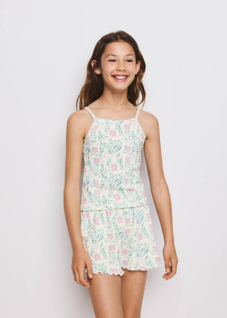 Floral print short pyjama set — Off White