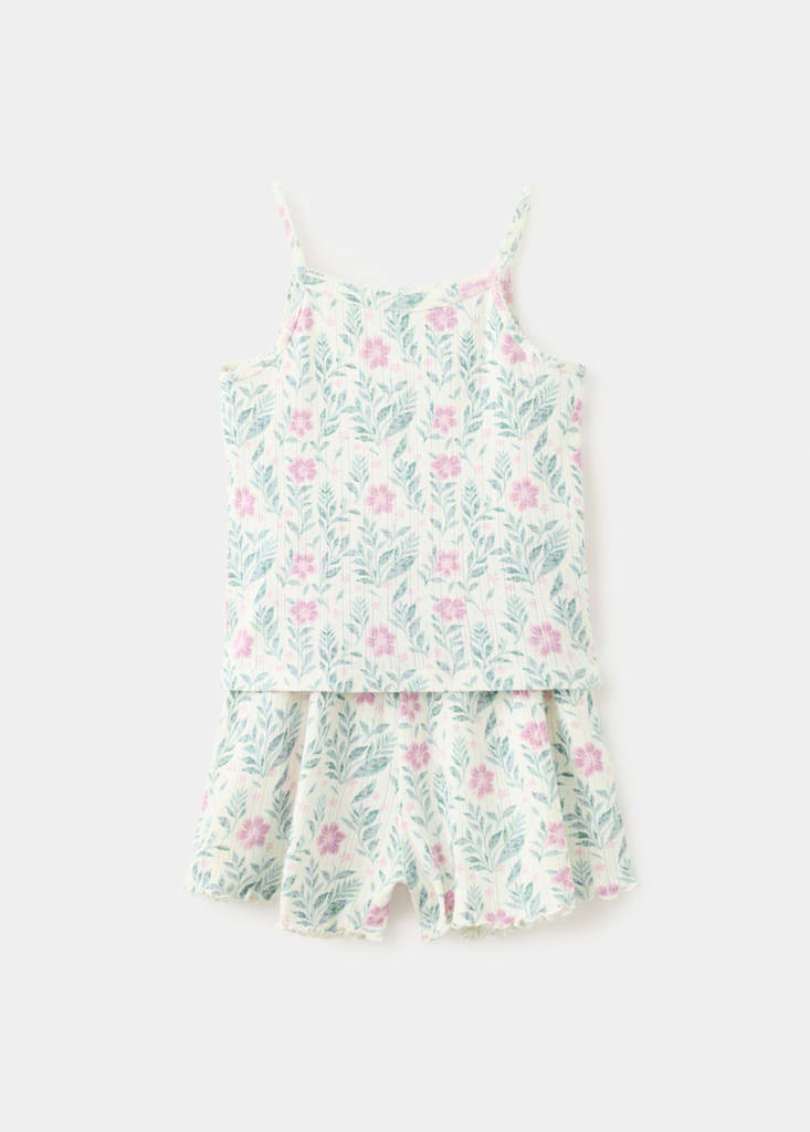 Floral print short pyjama set — Off White
