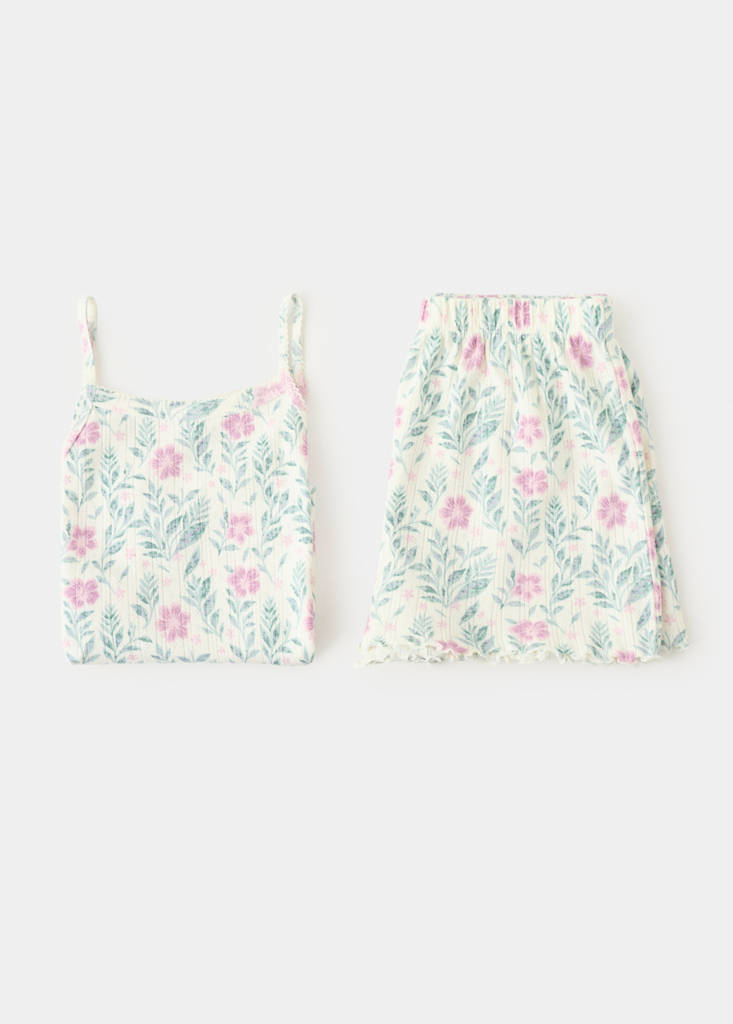 Floral print short pyjama set — Off White