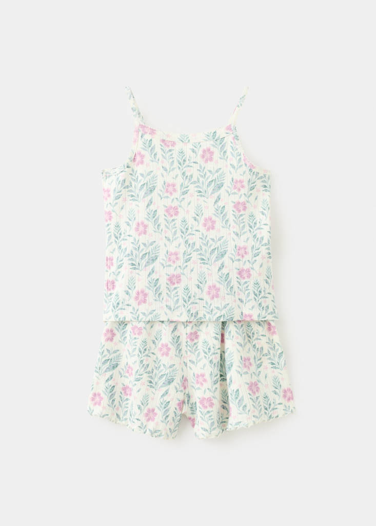 Floral print short pyjama set — Off White