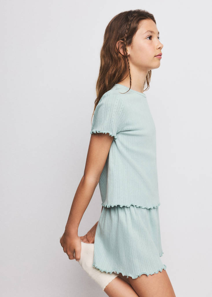 Short ribbed pyjama — Aqua Green
