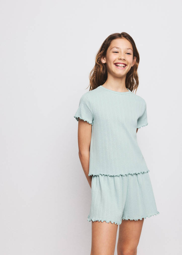 Short ribbed pyjama — Aqua Green