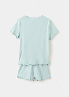 Short ribbed pyjama — Aqua Green 8
