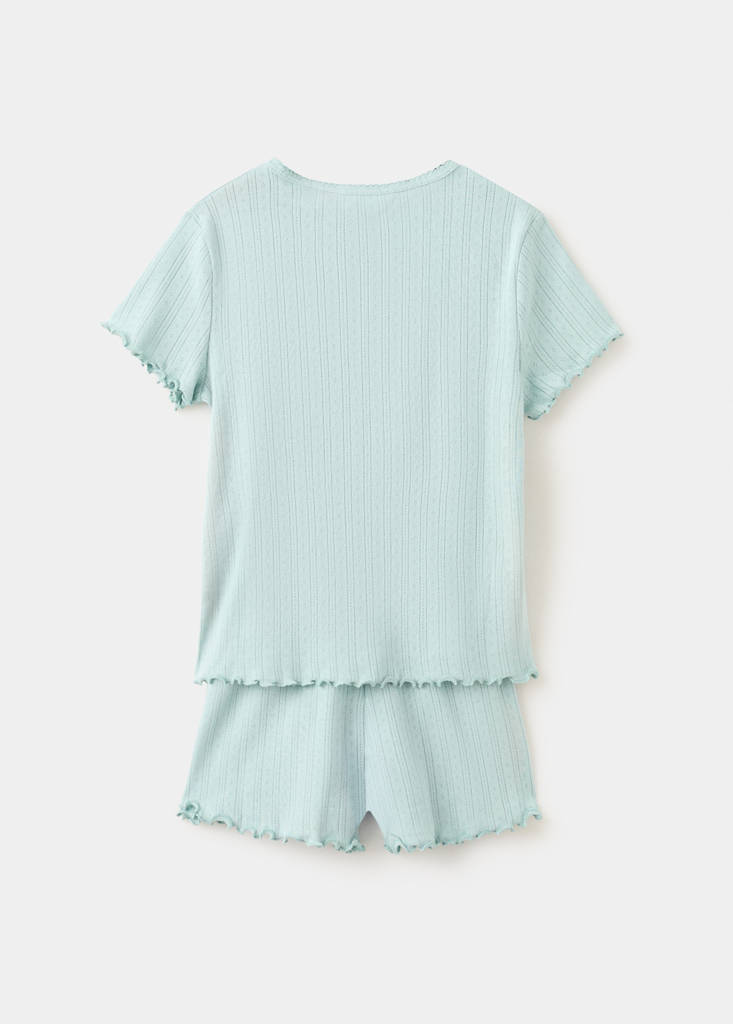 Short ribbed pyjama — Aqua Green
