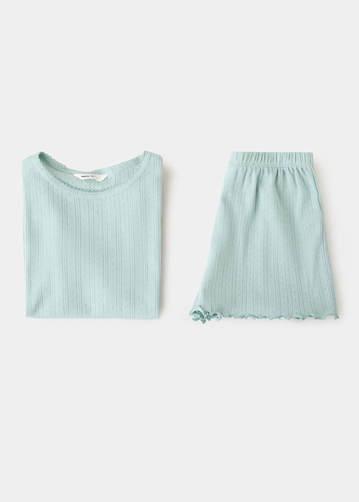 Short ribbed pyjama — Aqua Green