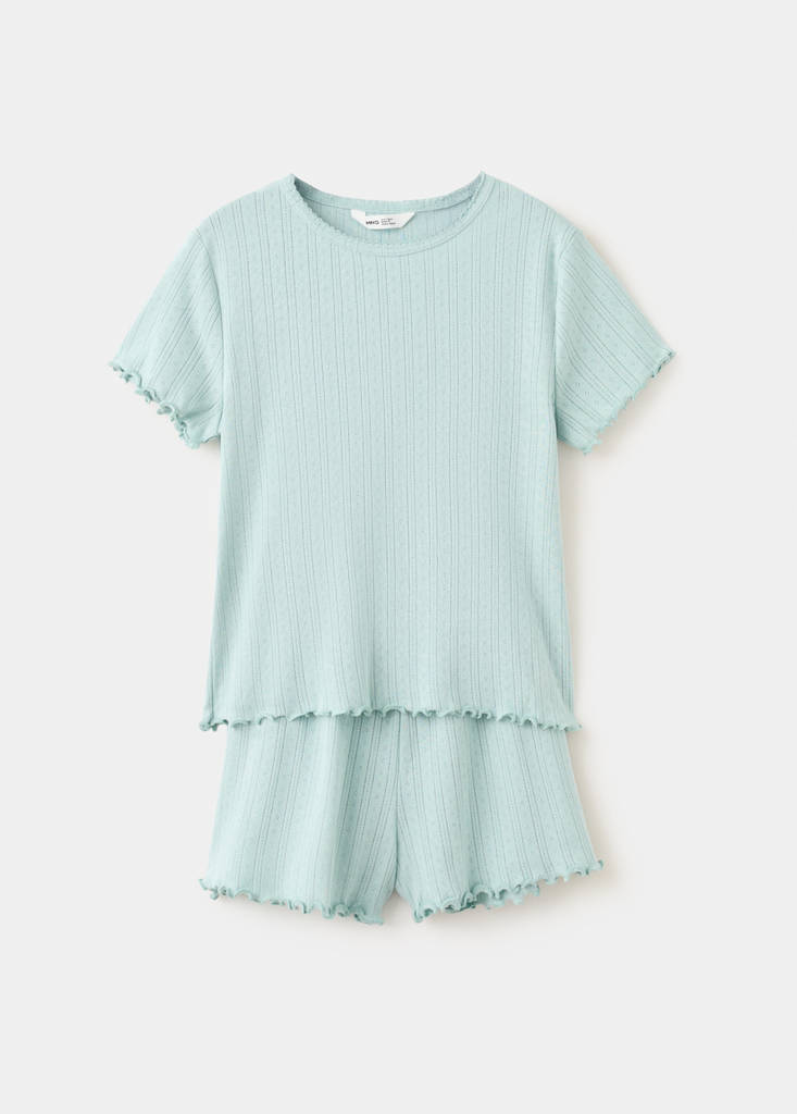 Short ribbed pyjama — Aqua Green