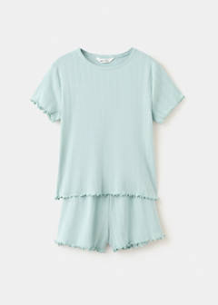 Short ribbed pyjama — Aqua Green 3