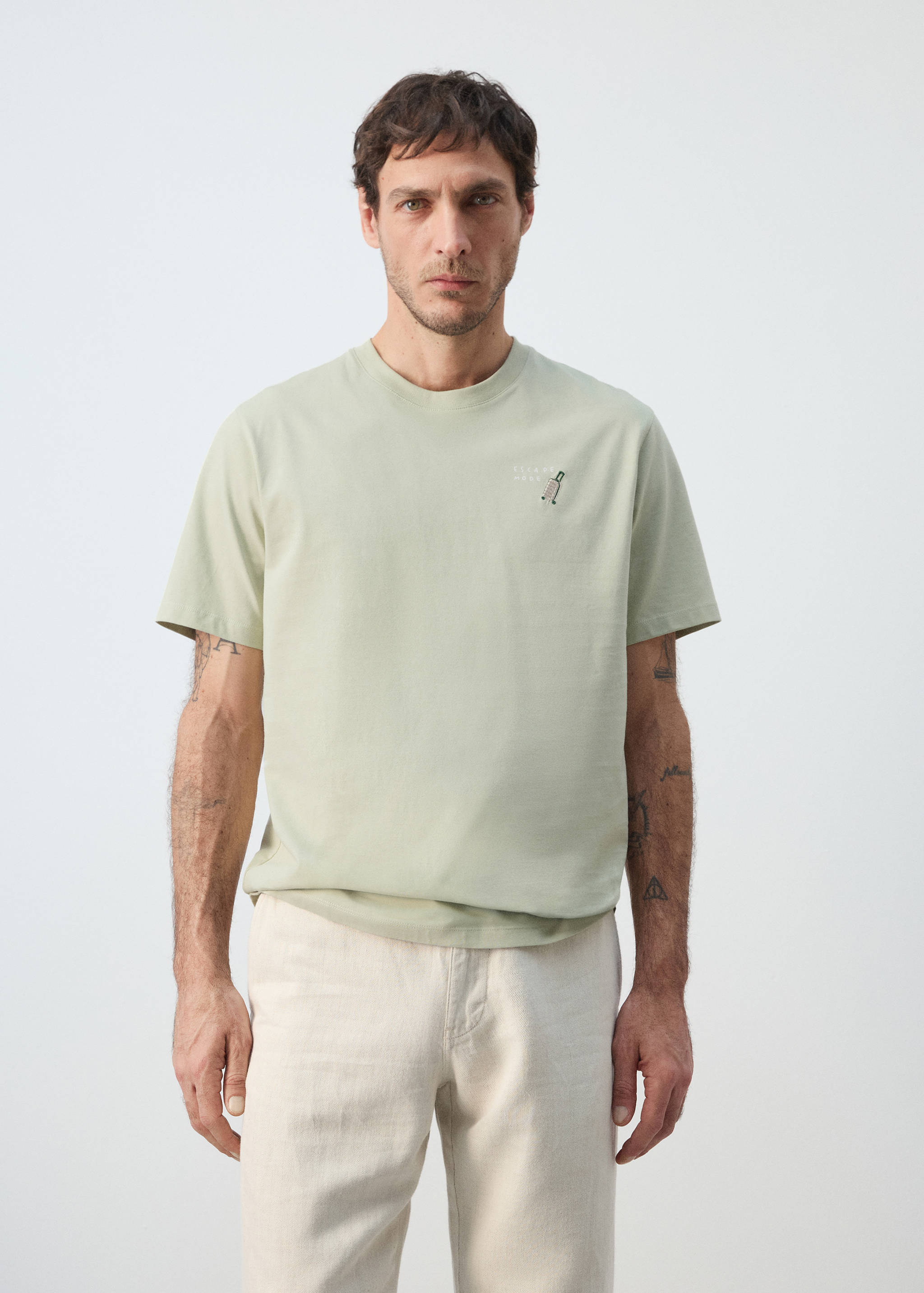 100% cotton t-shirt with embroidered detail - Medium plane