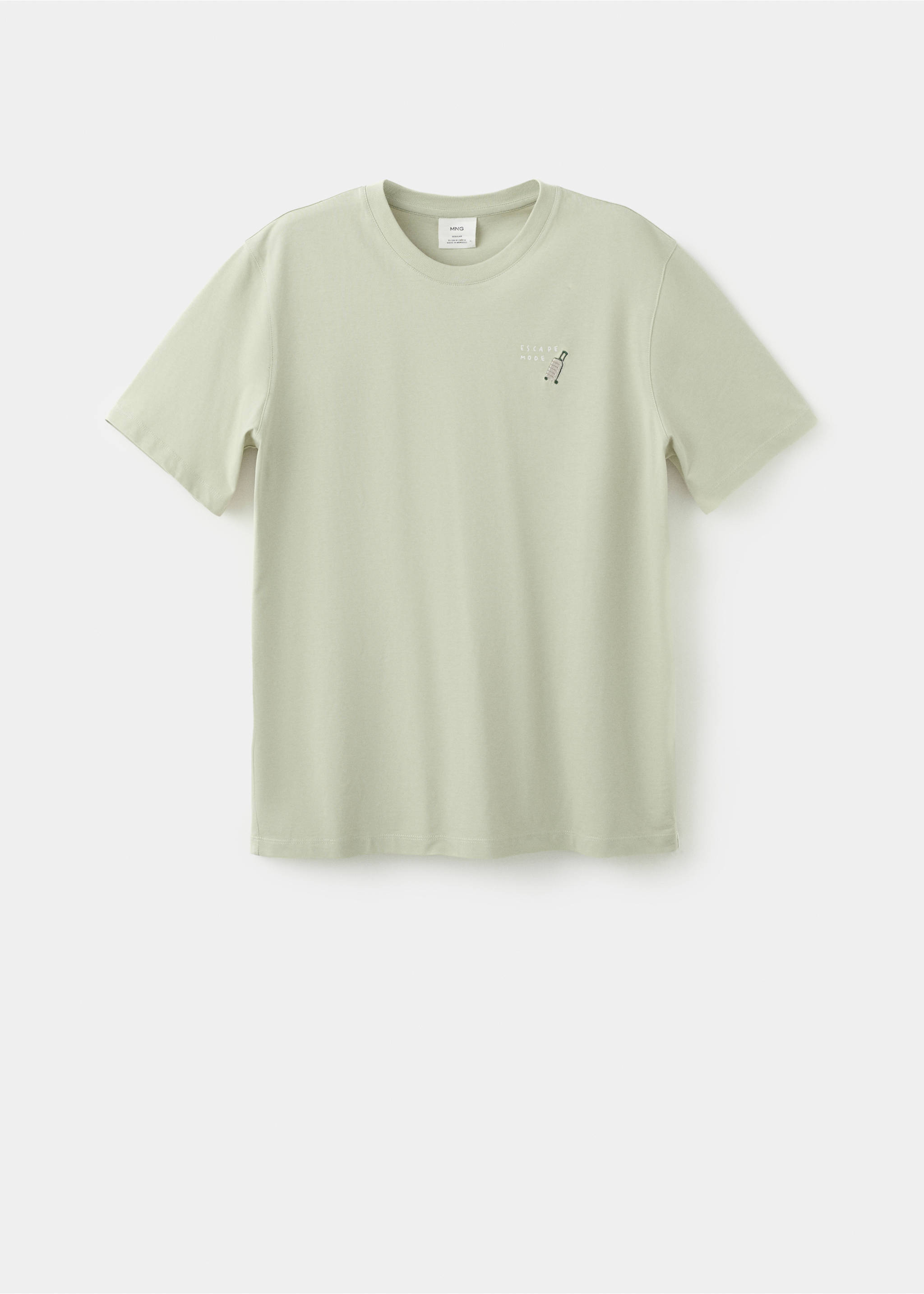 100% cotton t-shirt with embroidered detail - Article without model, Mint Green. Ref: 27035999-00.