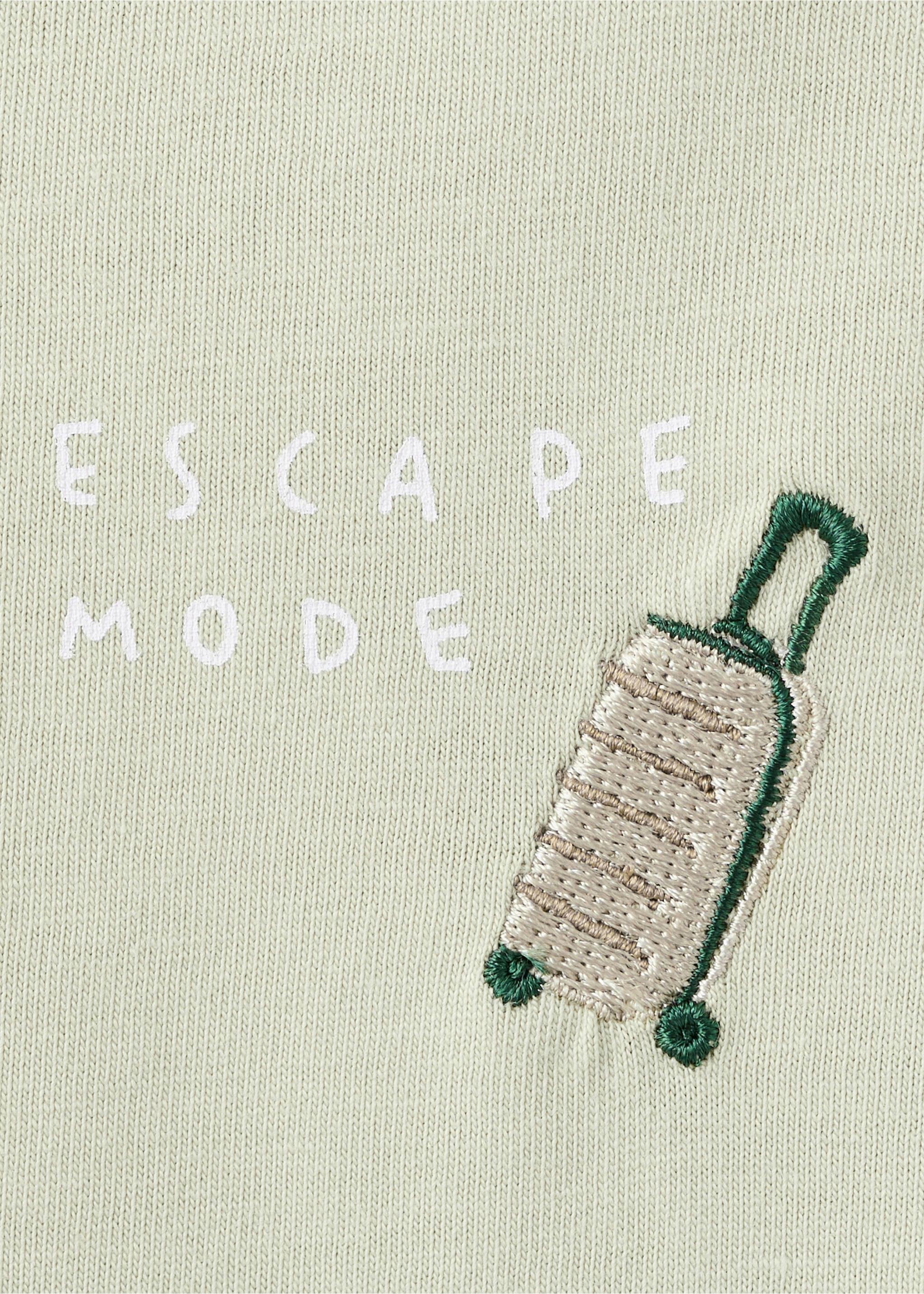 100% cotton t-shirt with embroidered detail - Details of the article 0, Mint Green. Ref: 27035999-00.