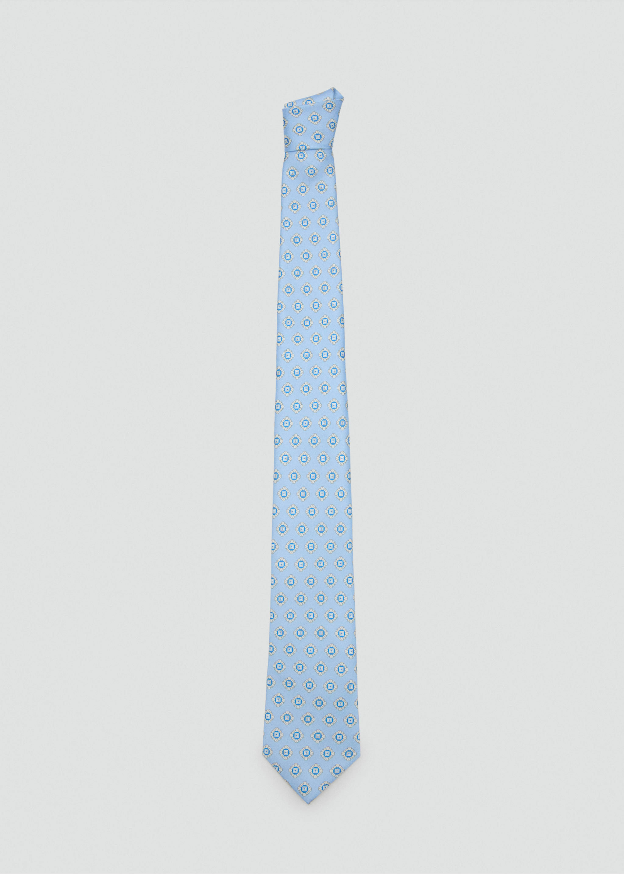 100% silk patterned tie - Article without model, Sky Blue. Ref: 27036001-00.