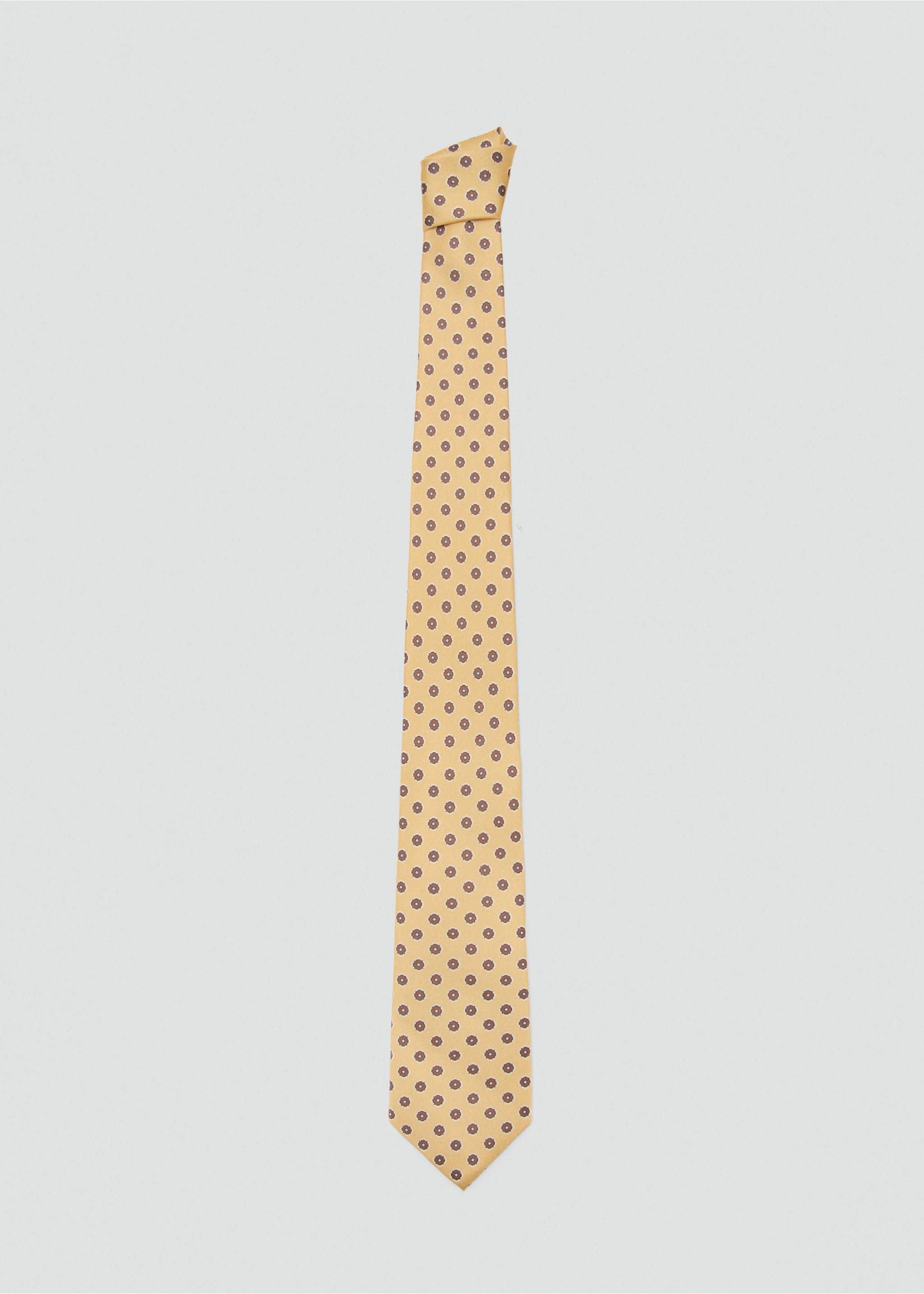 100% silk patterned tie - Article without model, Yellow. Ref: 27036002-00.