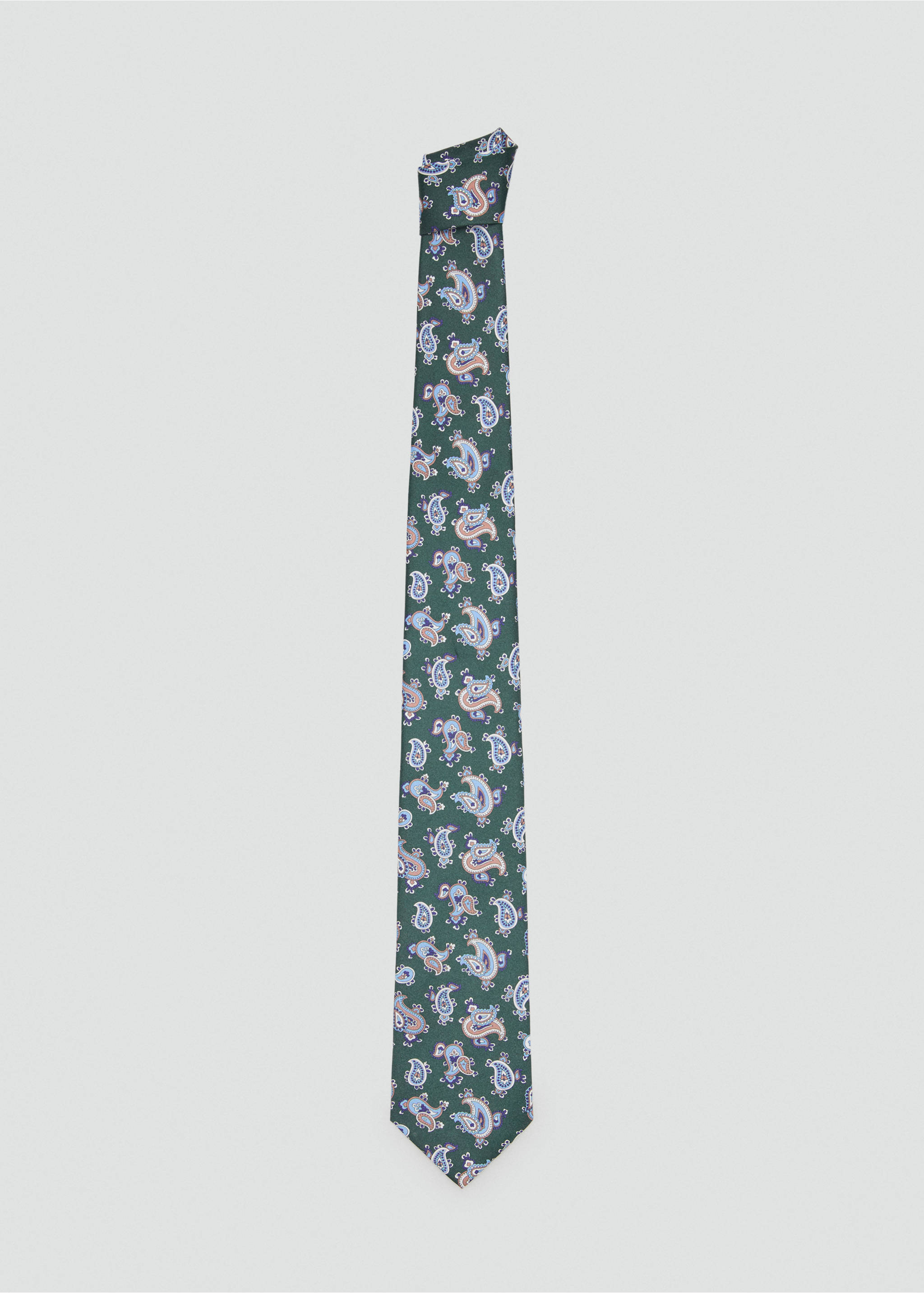 100% silk paisley print tie - Article without model, Green. Ref: 27036003-00.