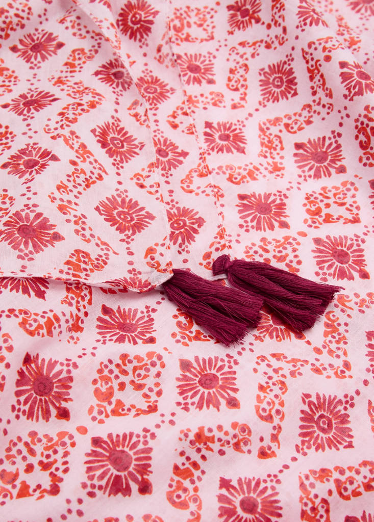 Mango Printed Pareo In Pink
