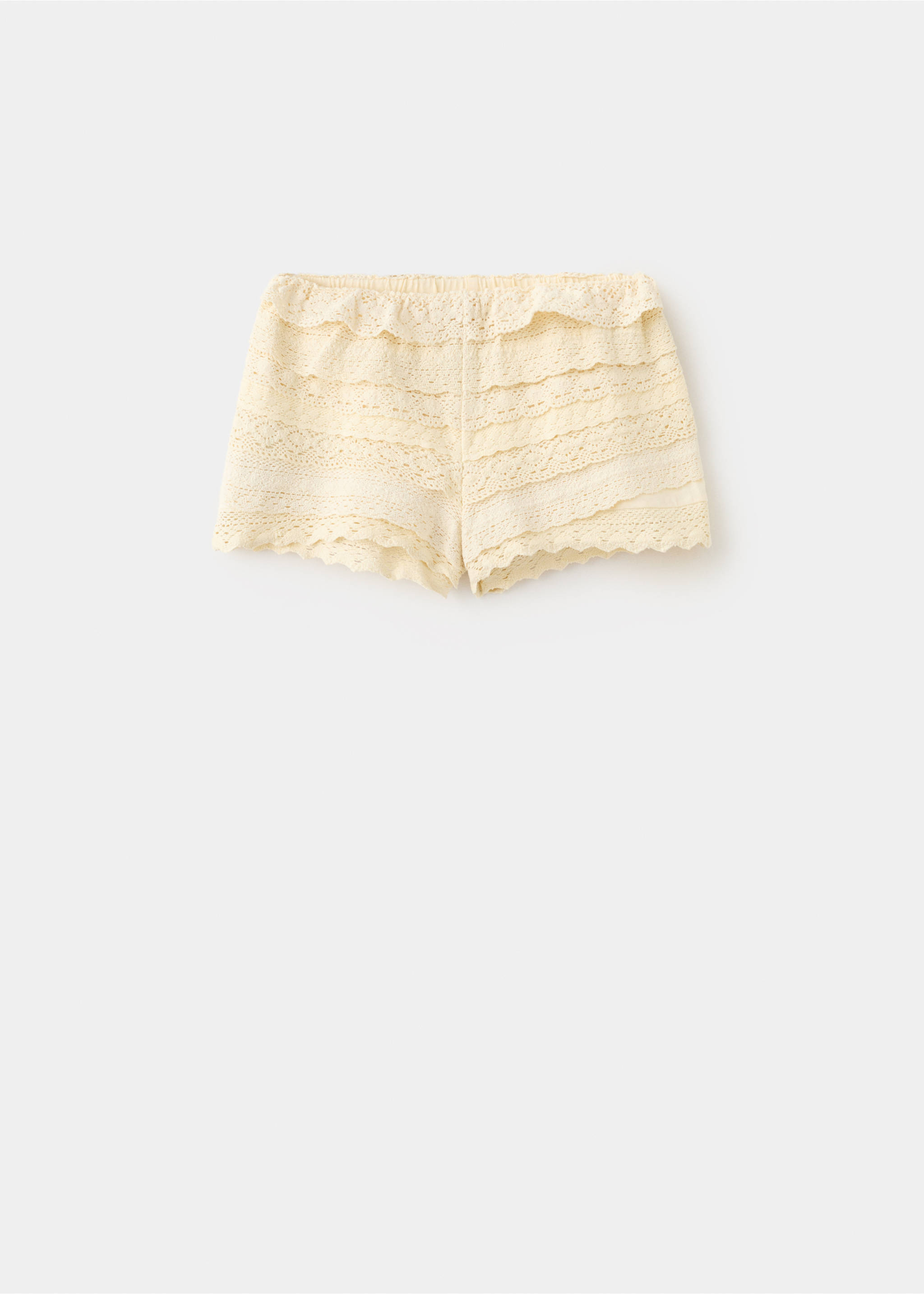 Crochet shorts with ruffles - Article without model, Pastel Yellow. Ref: 27036339-00.