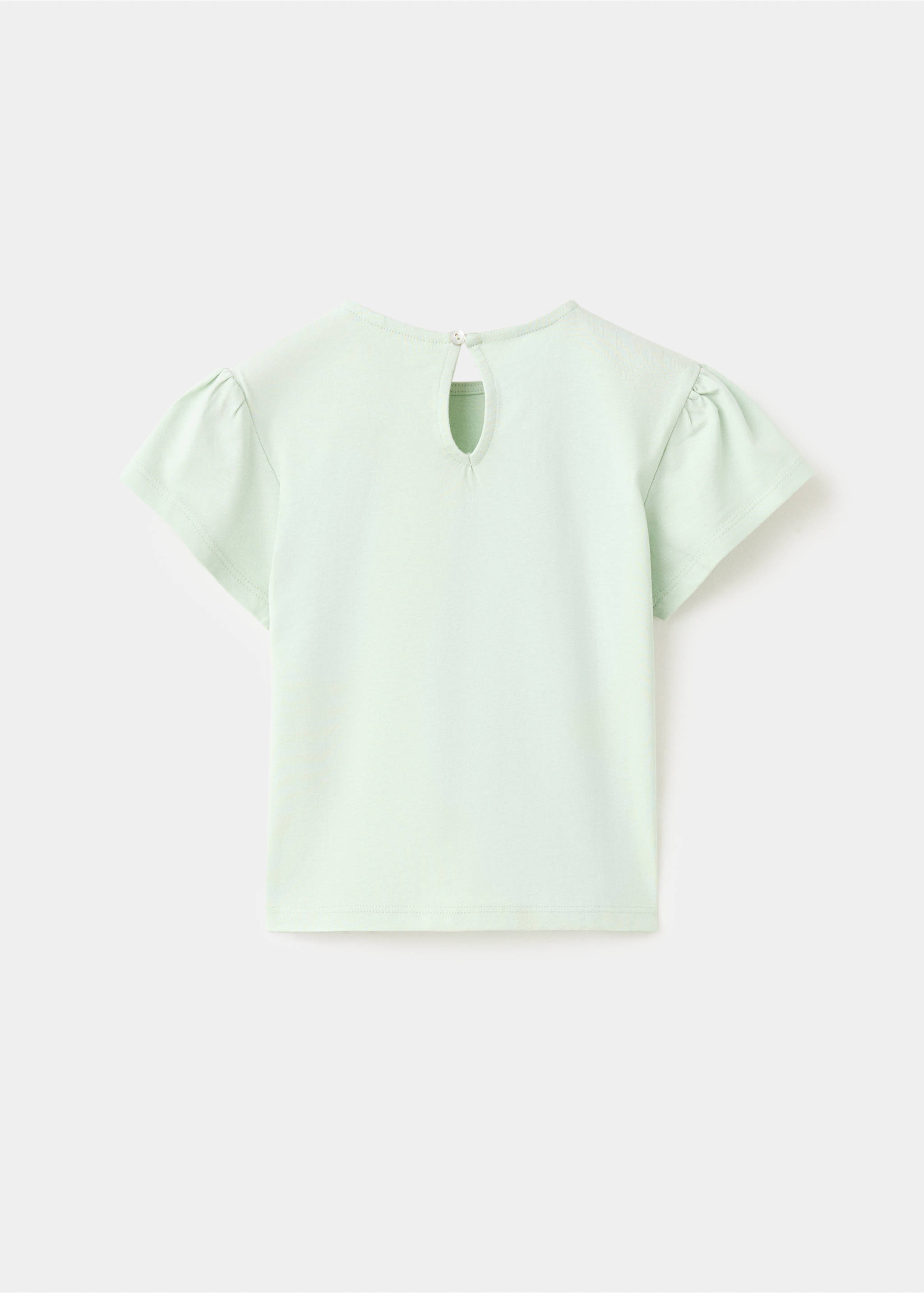 Camiseta algodón detalle flores - Reverso del artículo, Verde agua. Ref: 27036340-00.