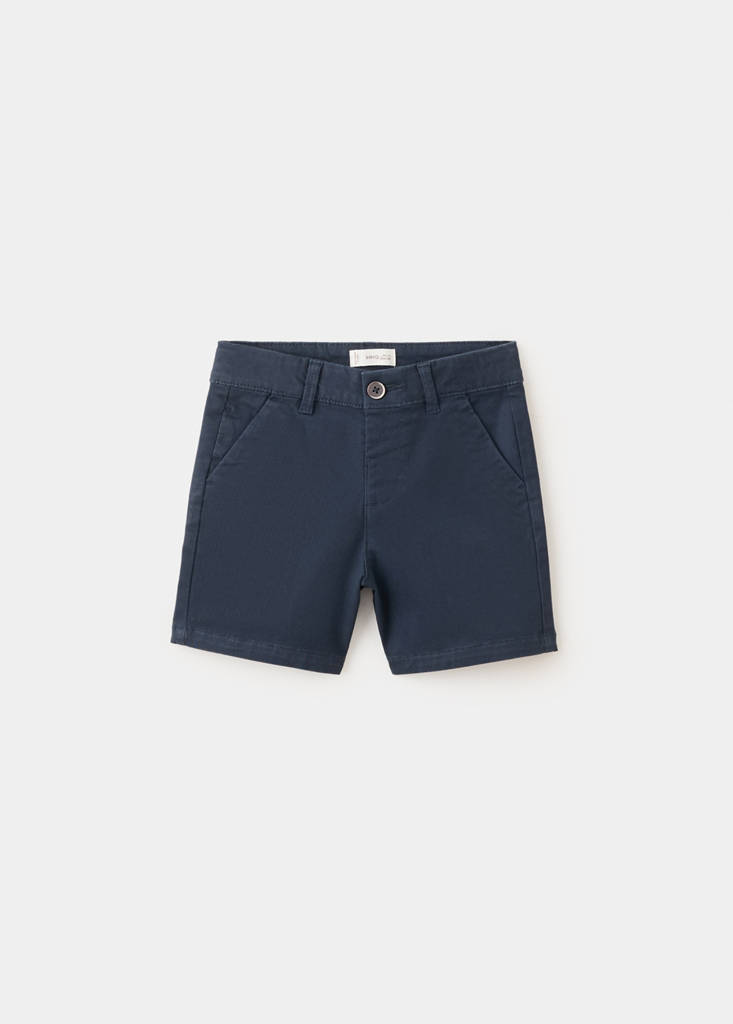 Straight cotton Bermuda shorts — Navy