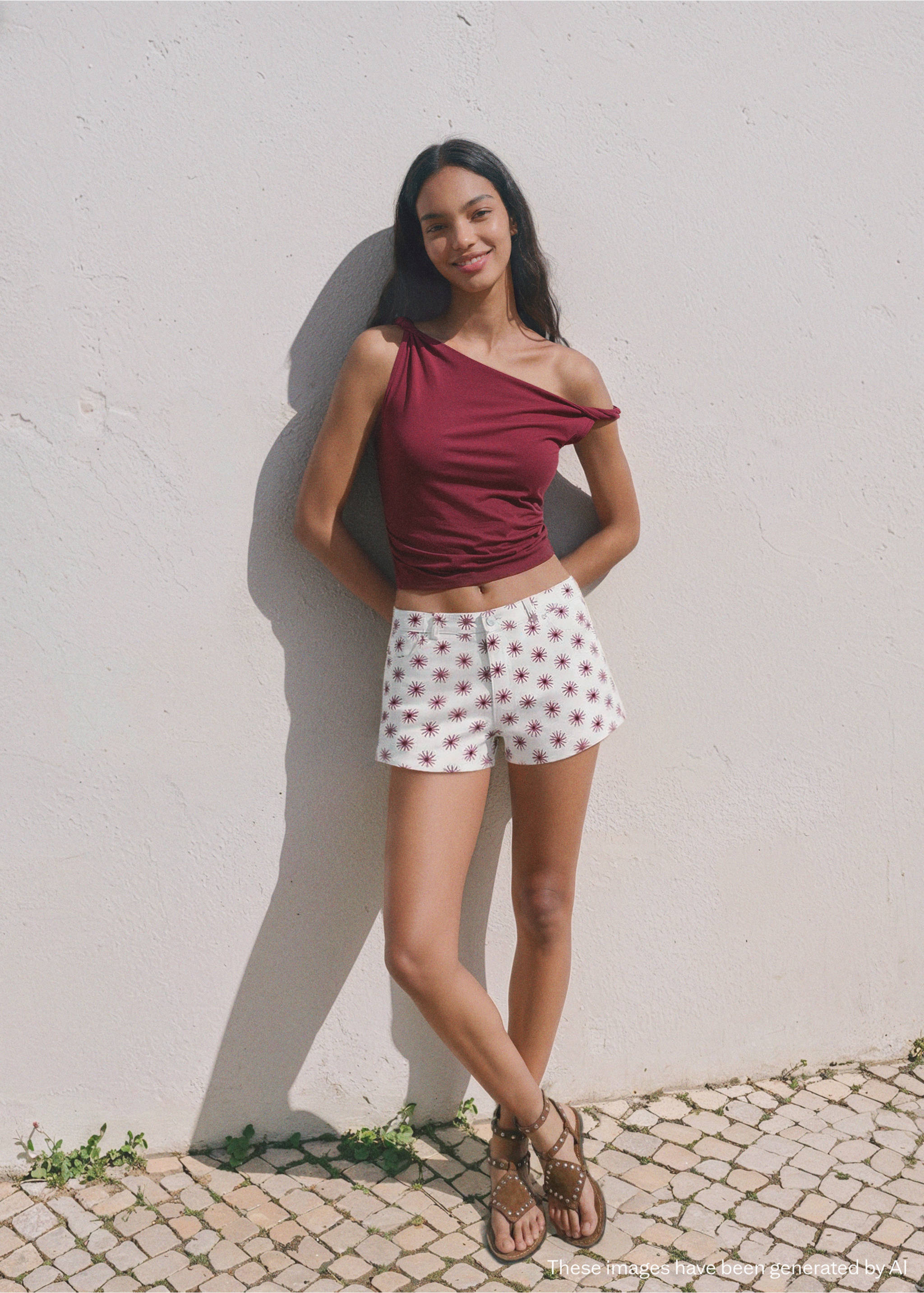 Minishorts estampat floral - Pla general, Blanc trencat. Ref: 27036343-00.