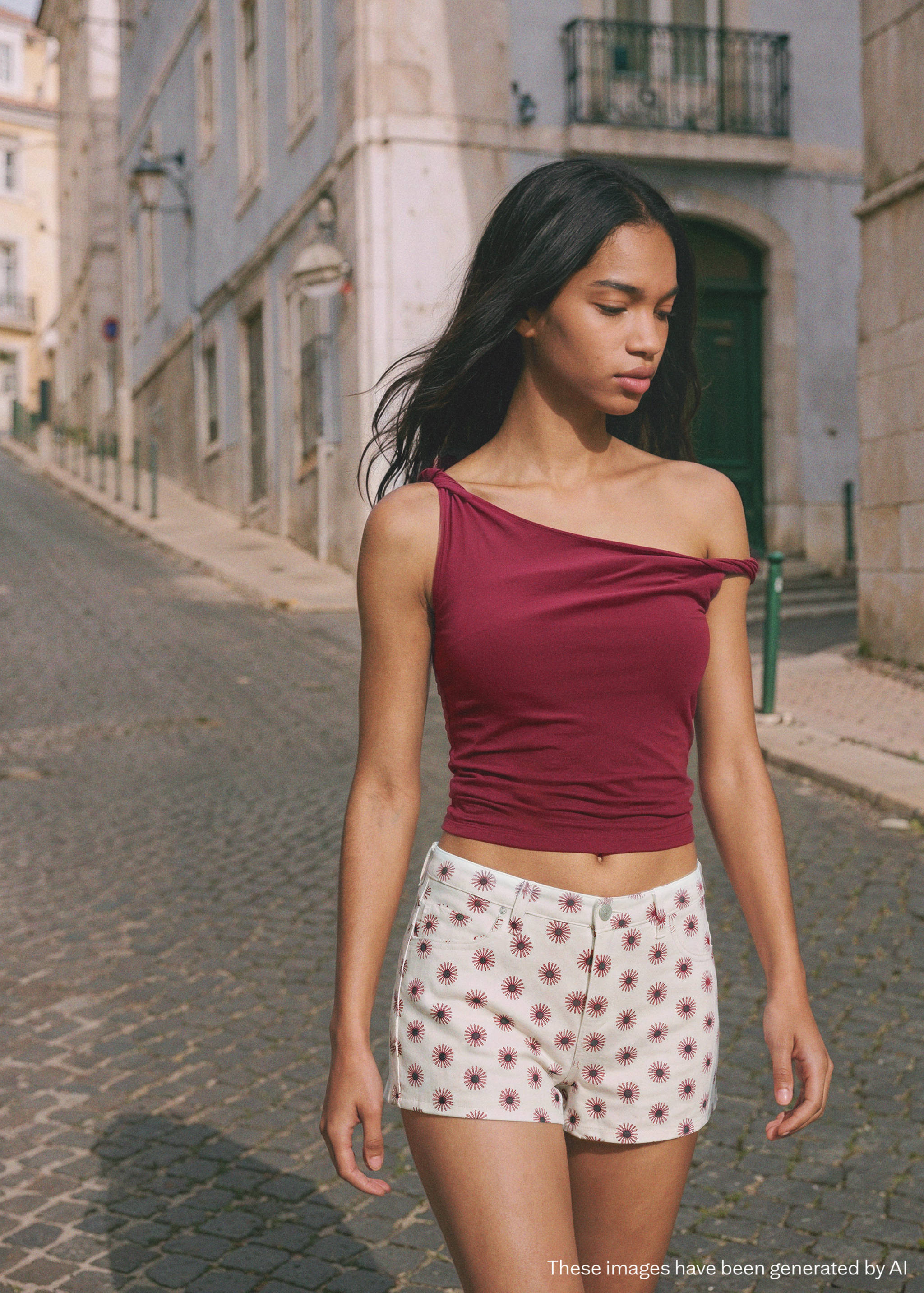 Mini shorts estampado floral - Plano medio