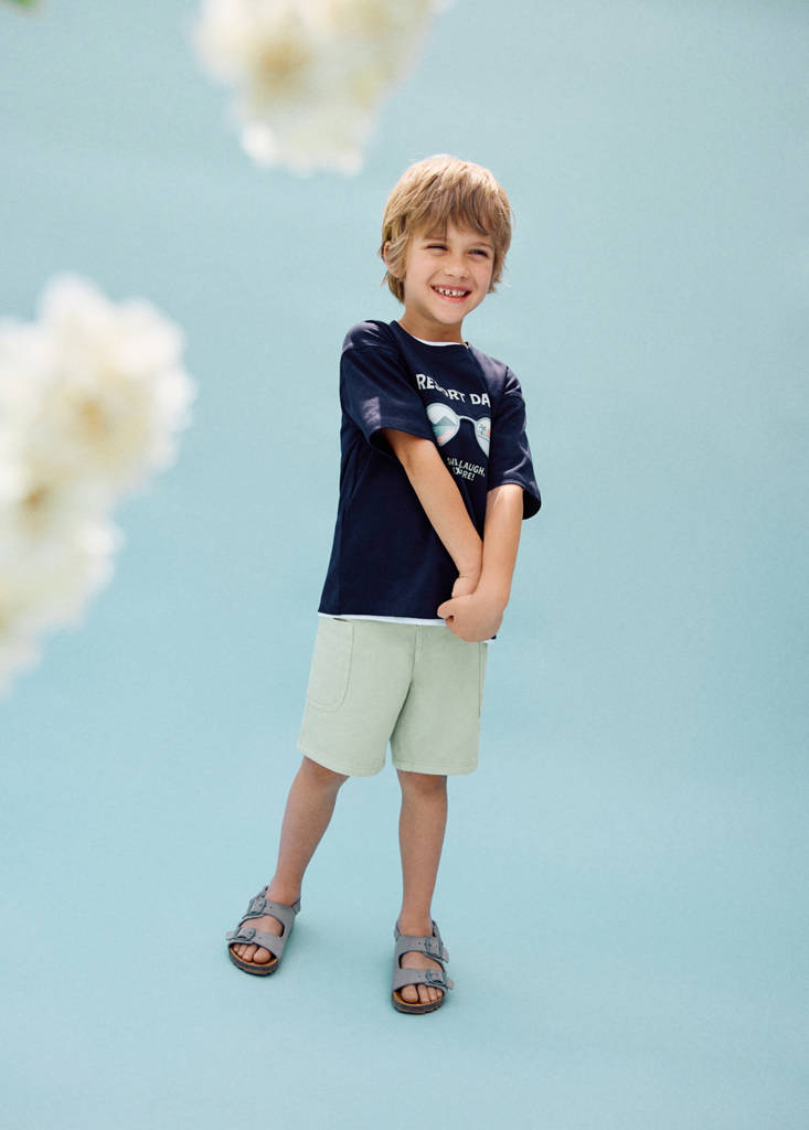 Straight cotton Bermuda shorts — Aqua Green