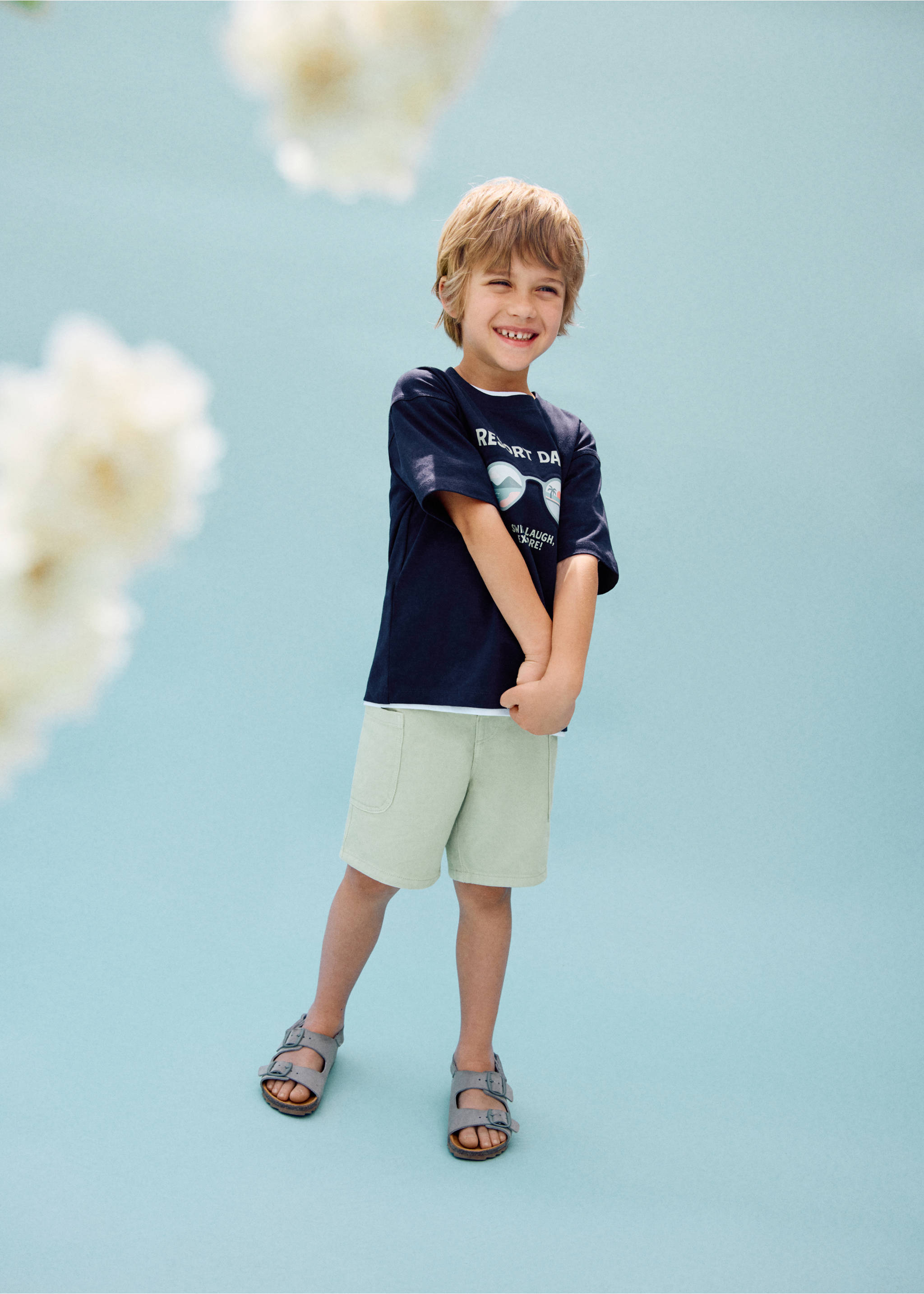 Straight cotton Bermuda shorts - General plane, Aqua Green. Ref: 27036344-00.