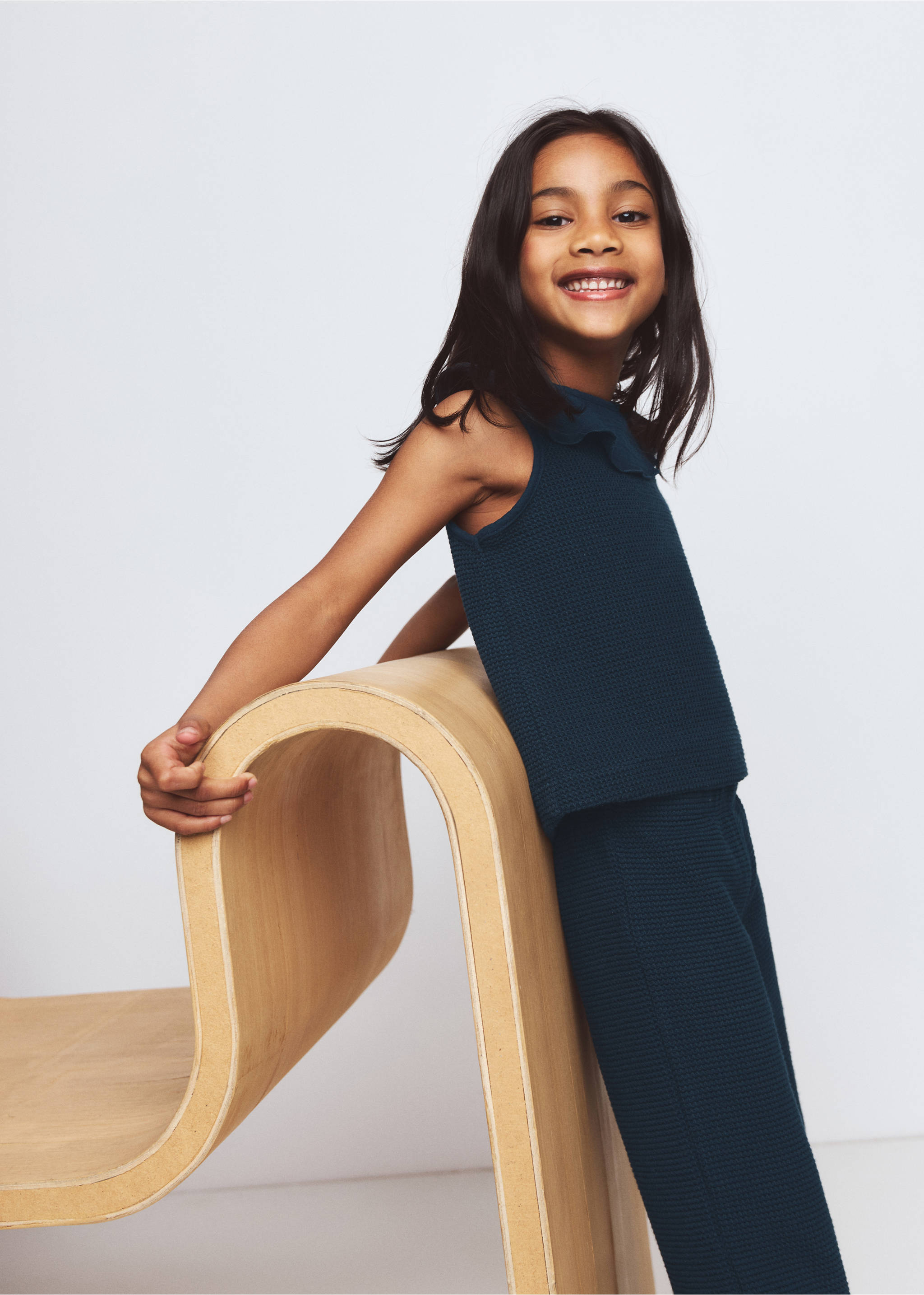 Maglietta cotone collo babydoll - Piano medio, Navy. Ref: 27036345-00.