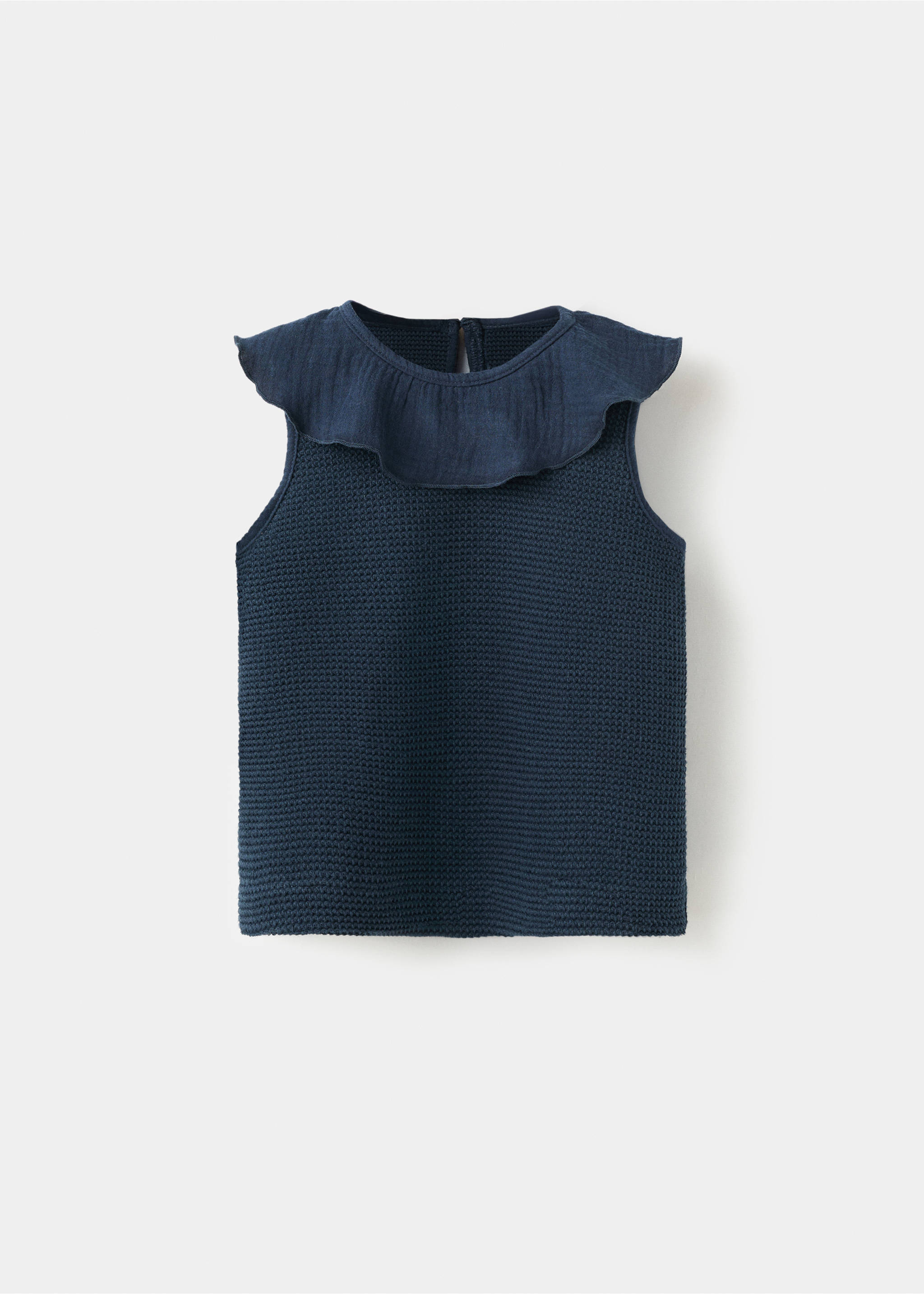 Babydoll collar cotton T-shirt - Article without model, Navy. Ref: 27036345-00.