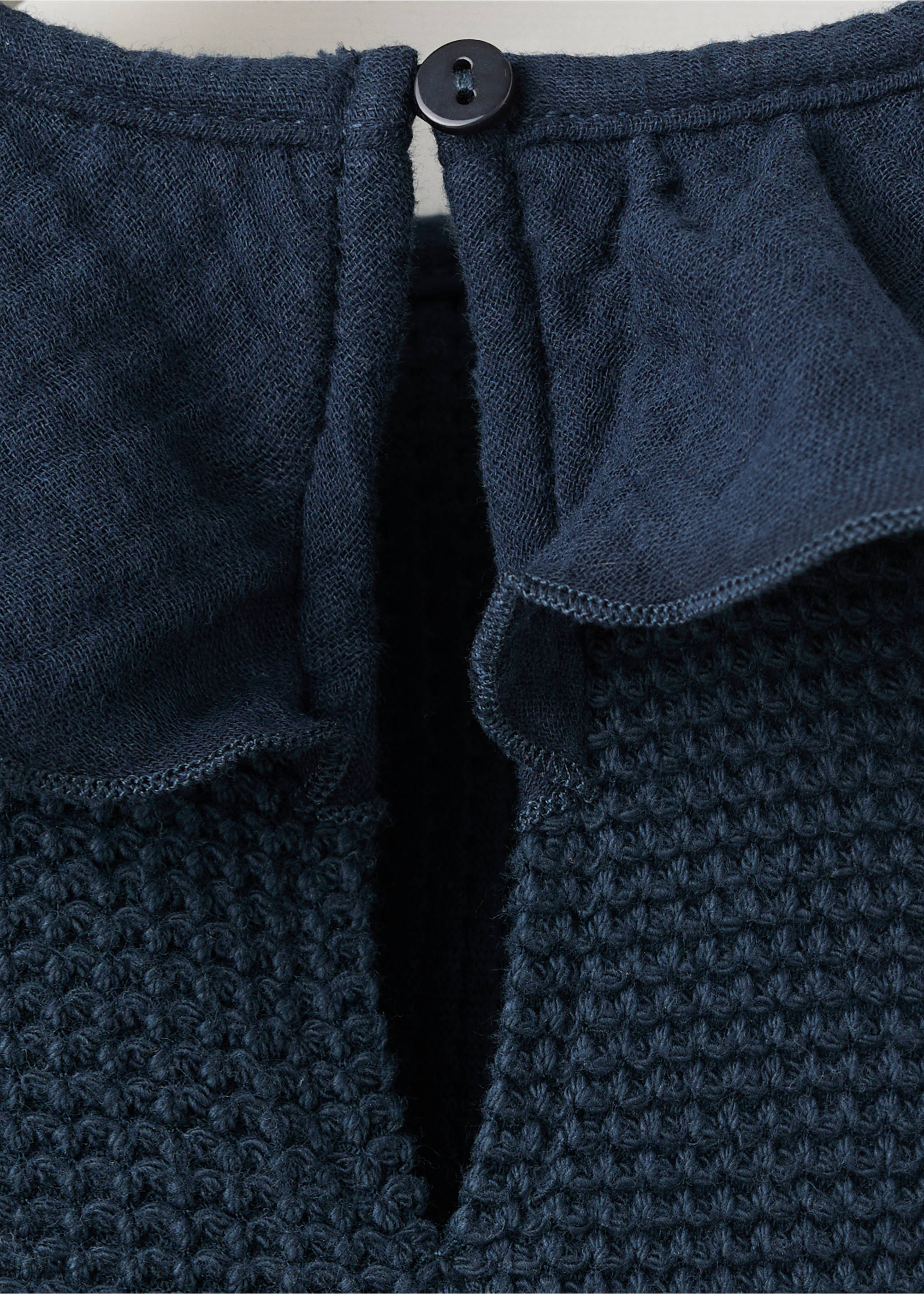 Babydoll collar cotton T-shirt - Details of the article 0, Navy. Ref: 27036345-00.