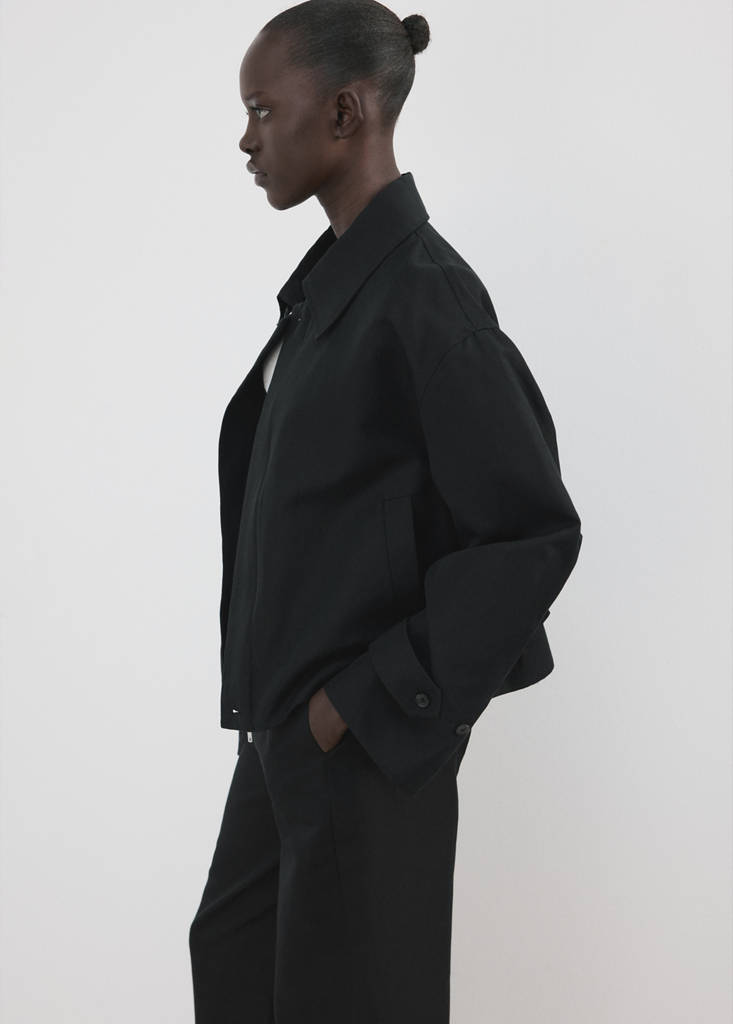 Zipper cotton jacket — Black
