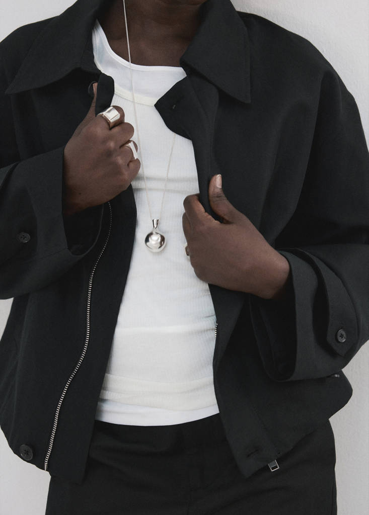 Zipper cotton jacket — Black