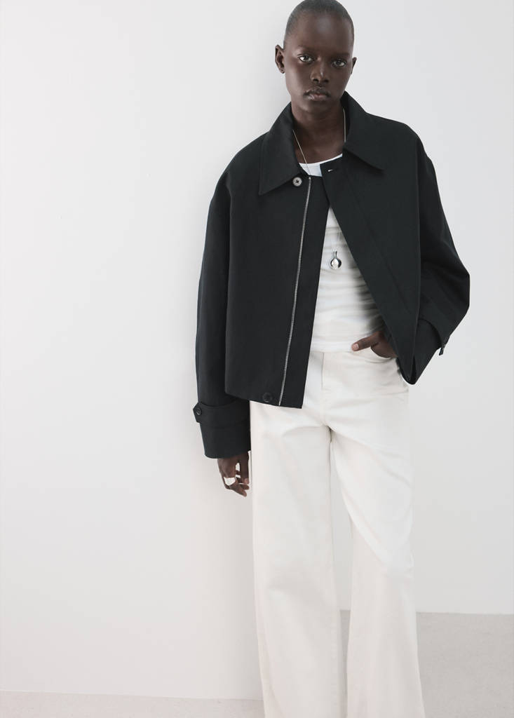 Zipper cotton jacket — Black