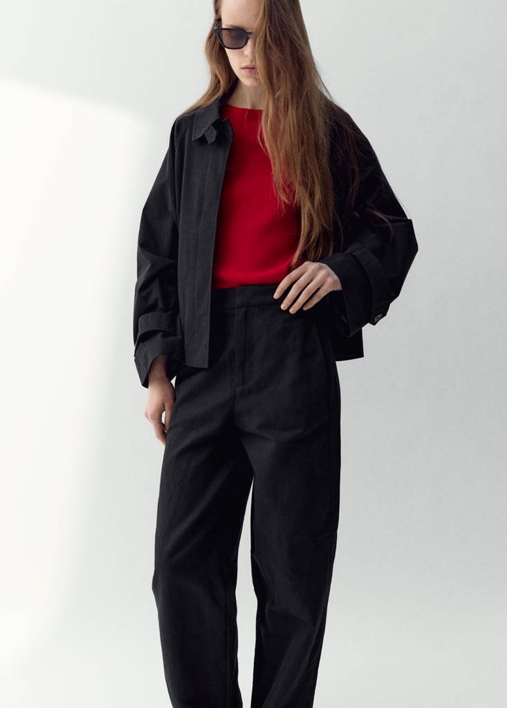 Zipper cotton jacket — Black