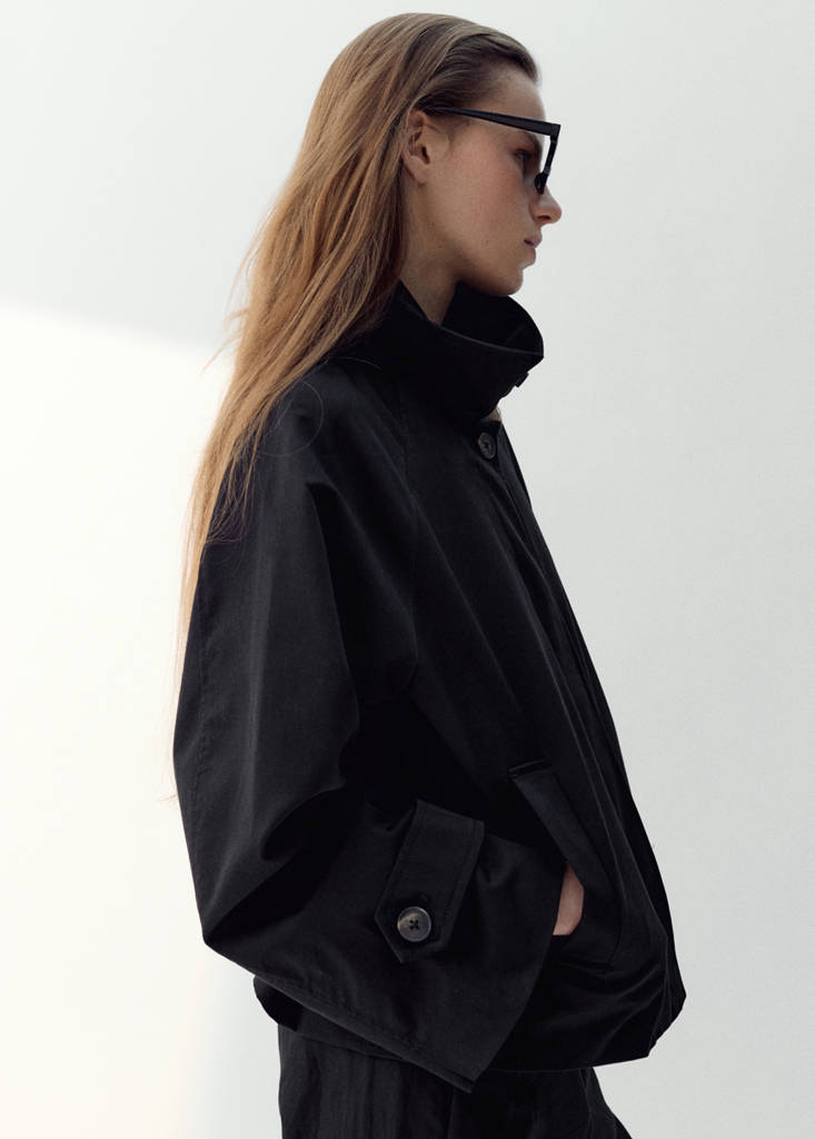 Zipper cotton jacket — Black