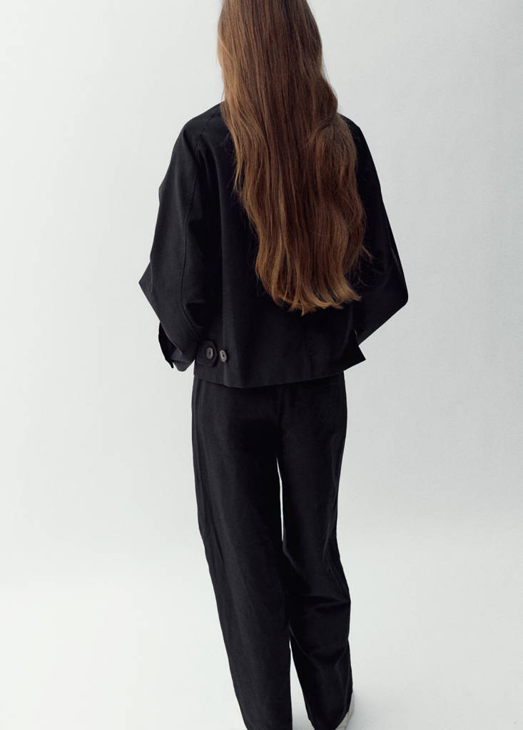 Zipper cotton jacket — Black