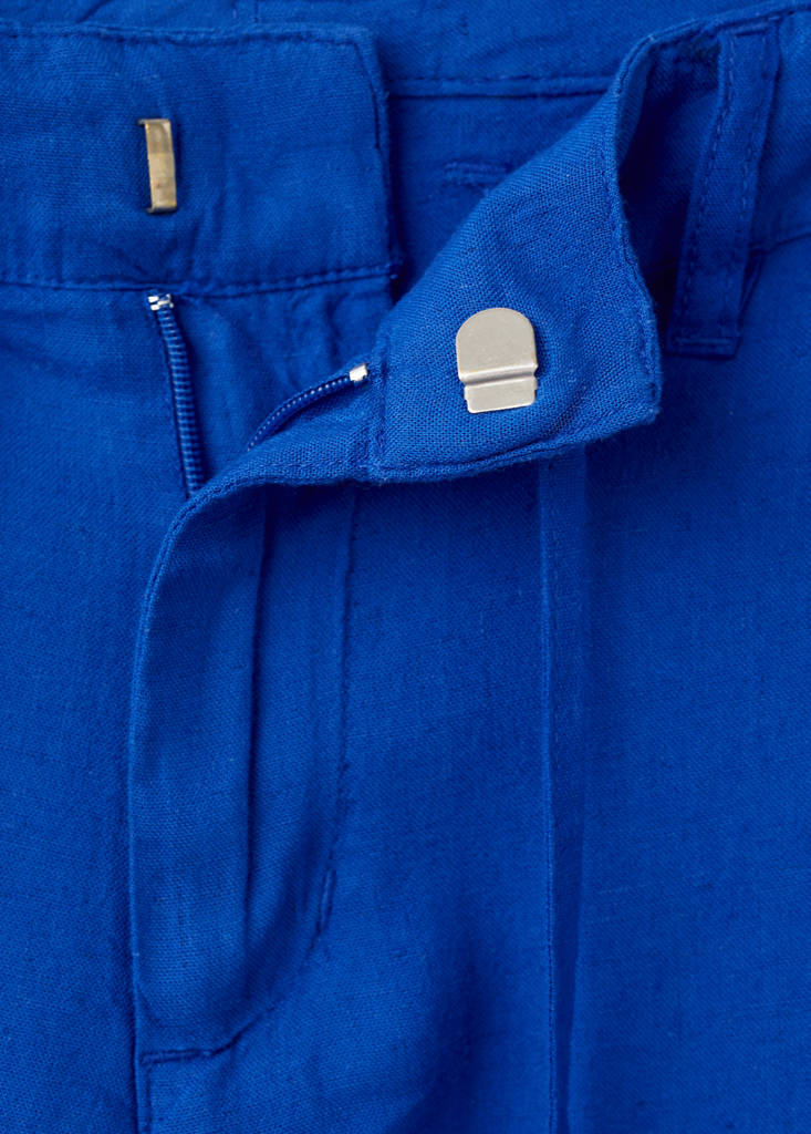Linen-blend straight-fit trousers — Vibrant blue