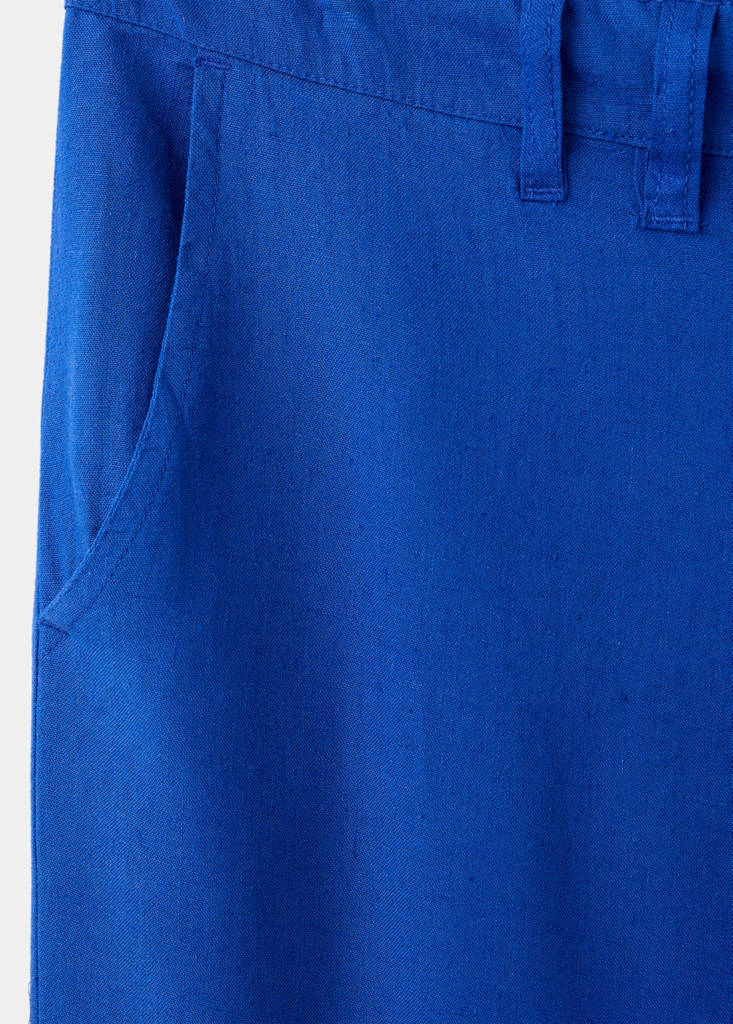 Linen-blend straight-fit trousers — Vibrant blue