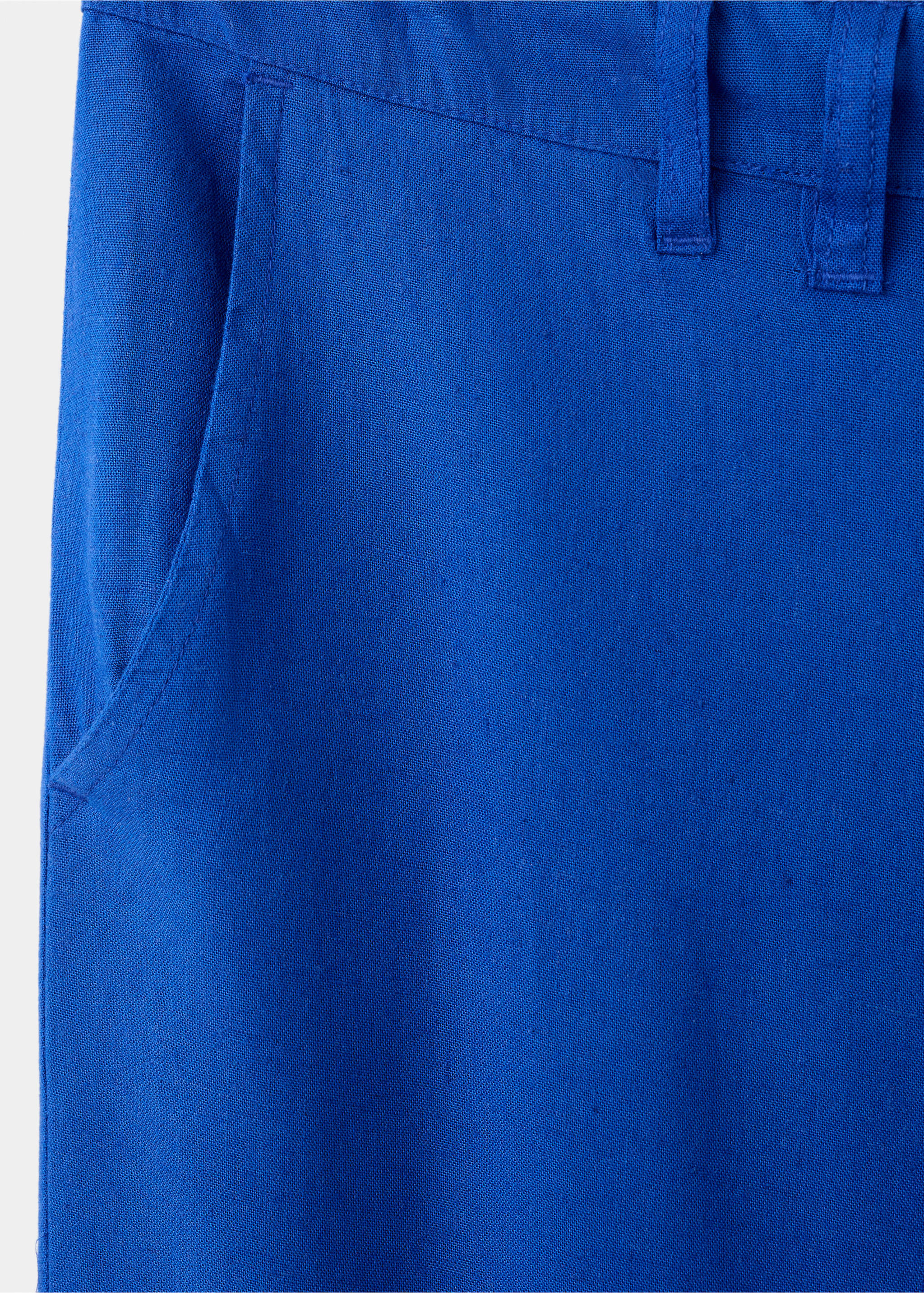 بنطال من الكتان المختلط بتفصيلة مستقيمة - تفاصيل المنتج 0, أزرق زاهٍ. Ref: 27036349-00.